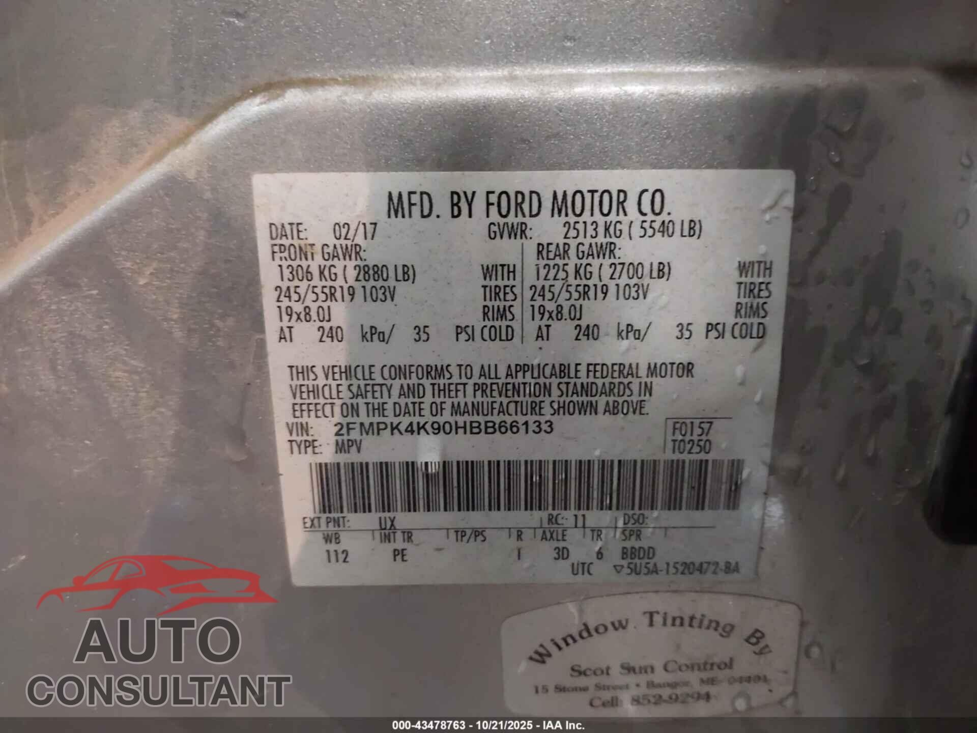 FORD EDGE 2017 - 2FMPK4K90HBB66133