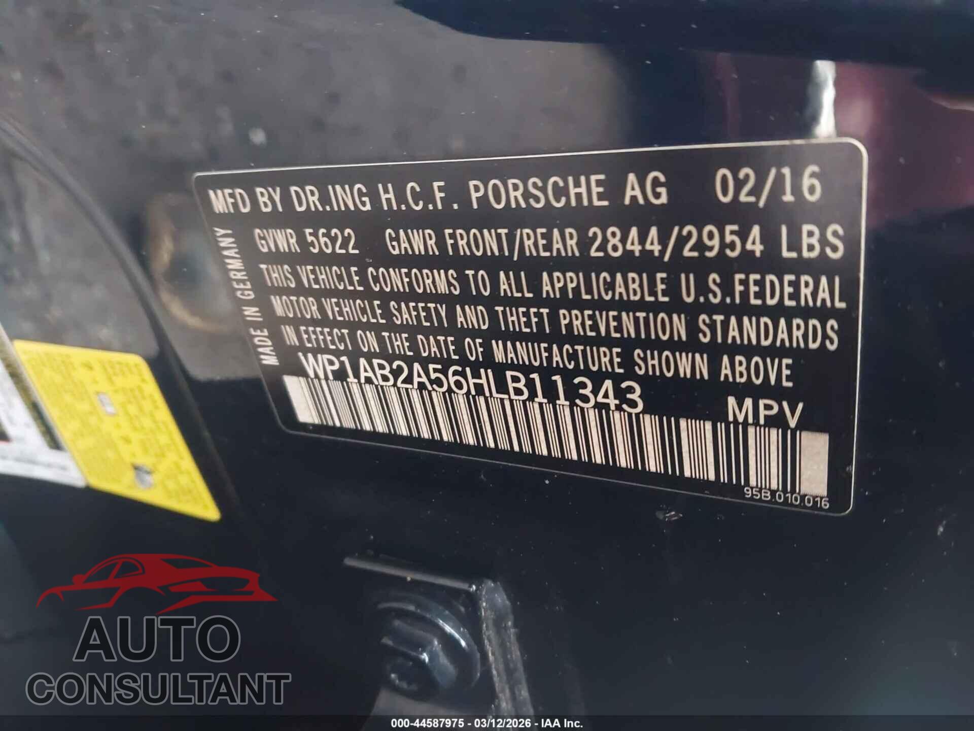 PORSCHE MACAN 2017 - WP1AB2A56HLB11343