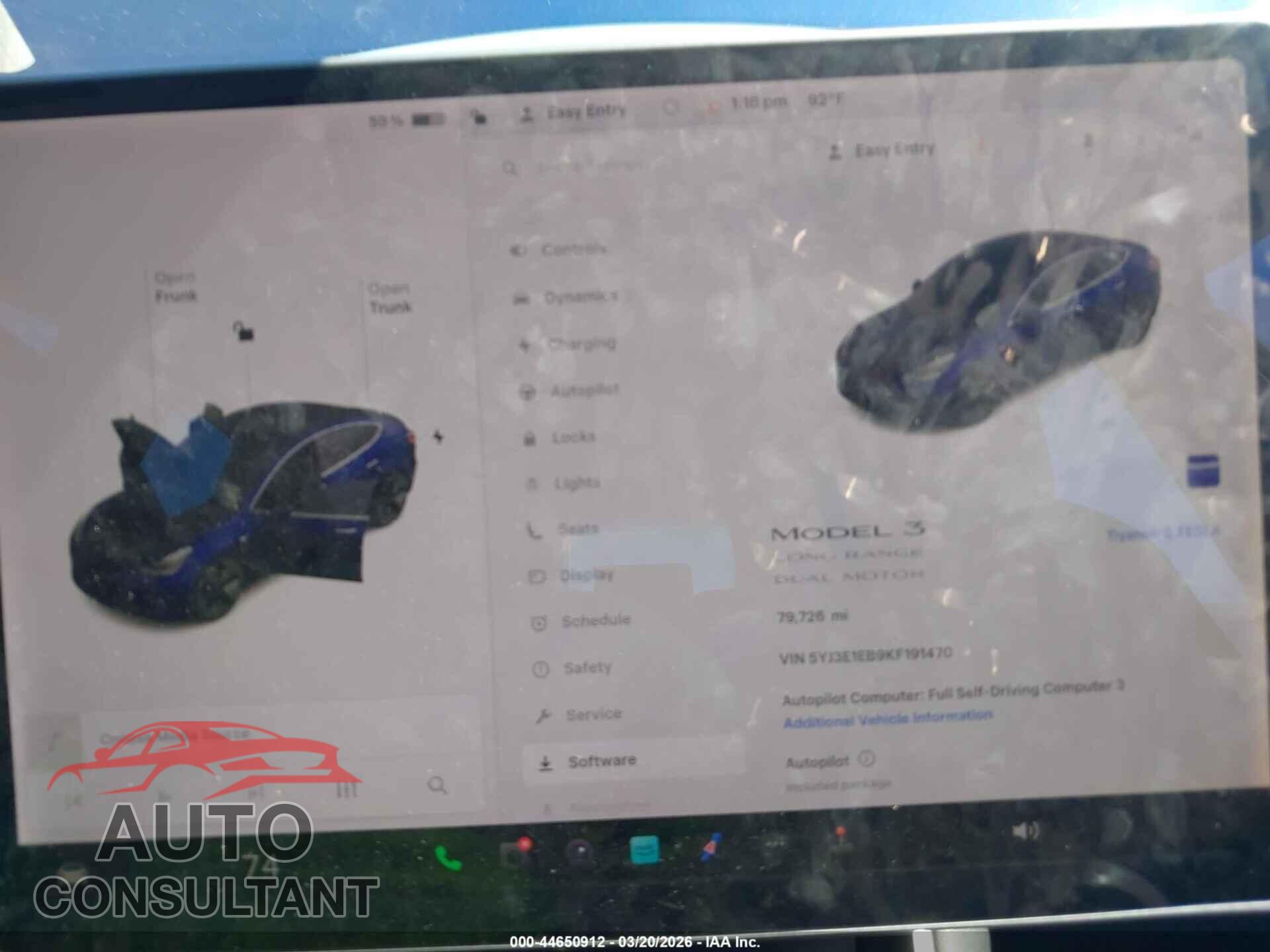 TESLA MODEL 3 2019 - 5YJ3E1EB9KF191470