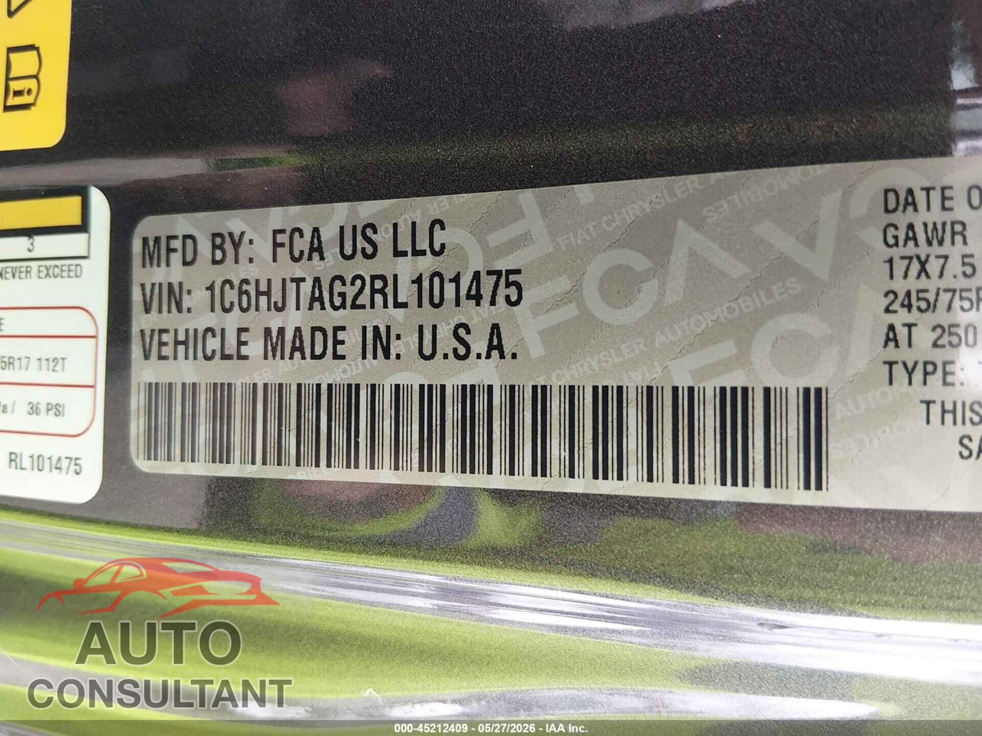 JEEP GLADIATOR 2024 - 1C6HJTAG2RL101475