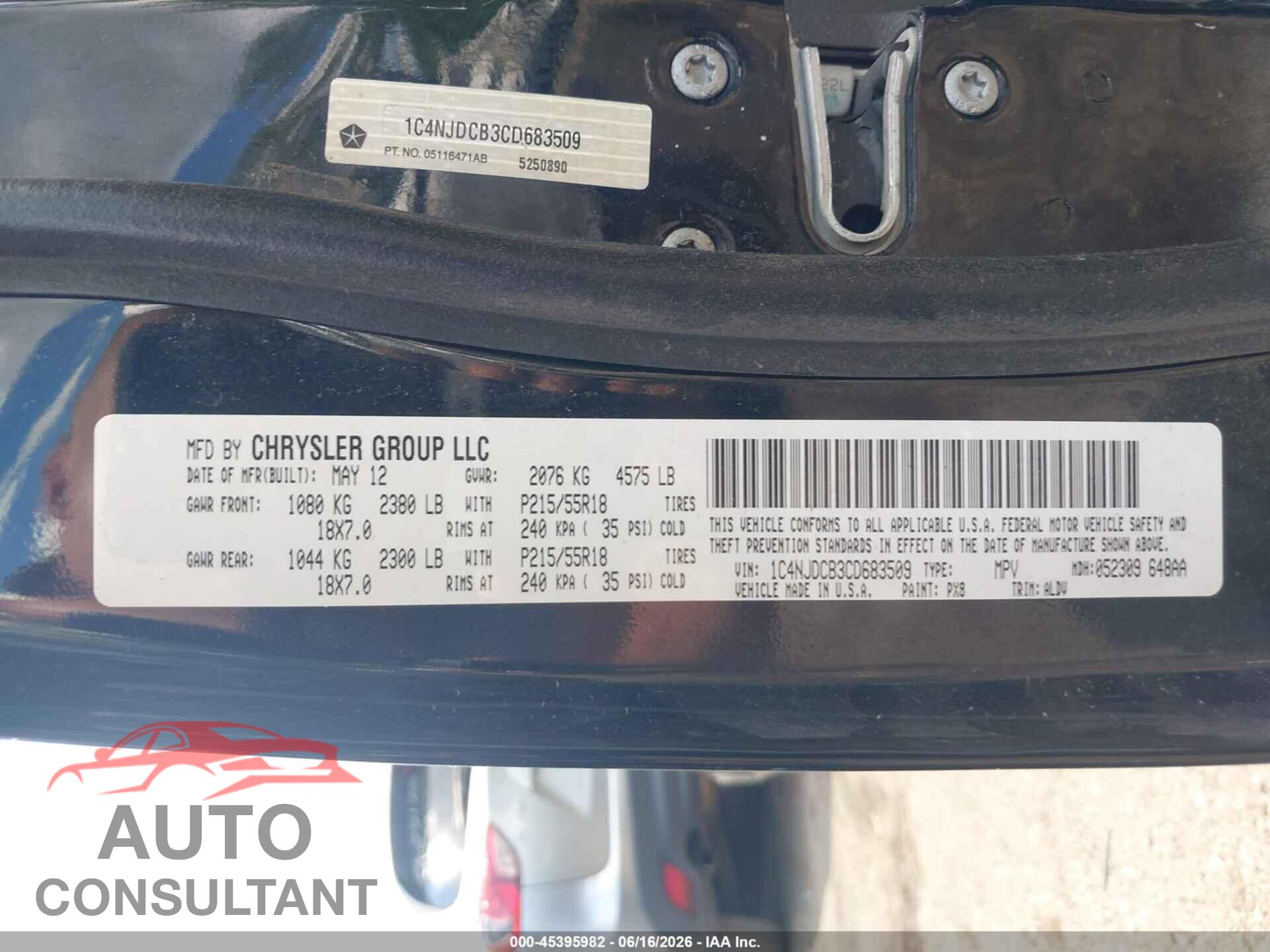 JEEP COMPASS 2012 - 1C4NJDCB3CD683509