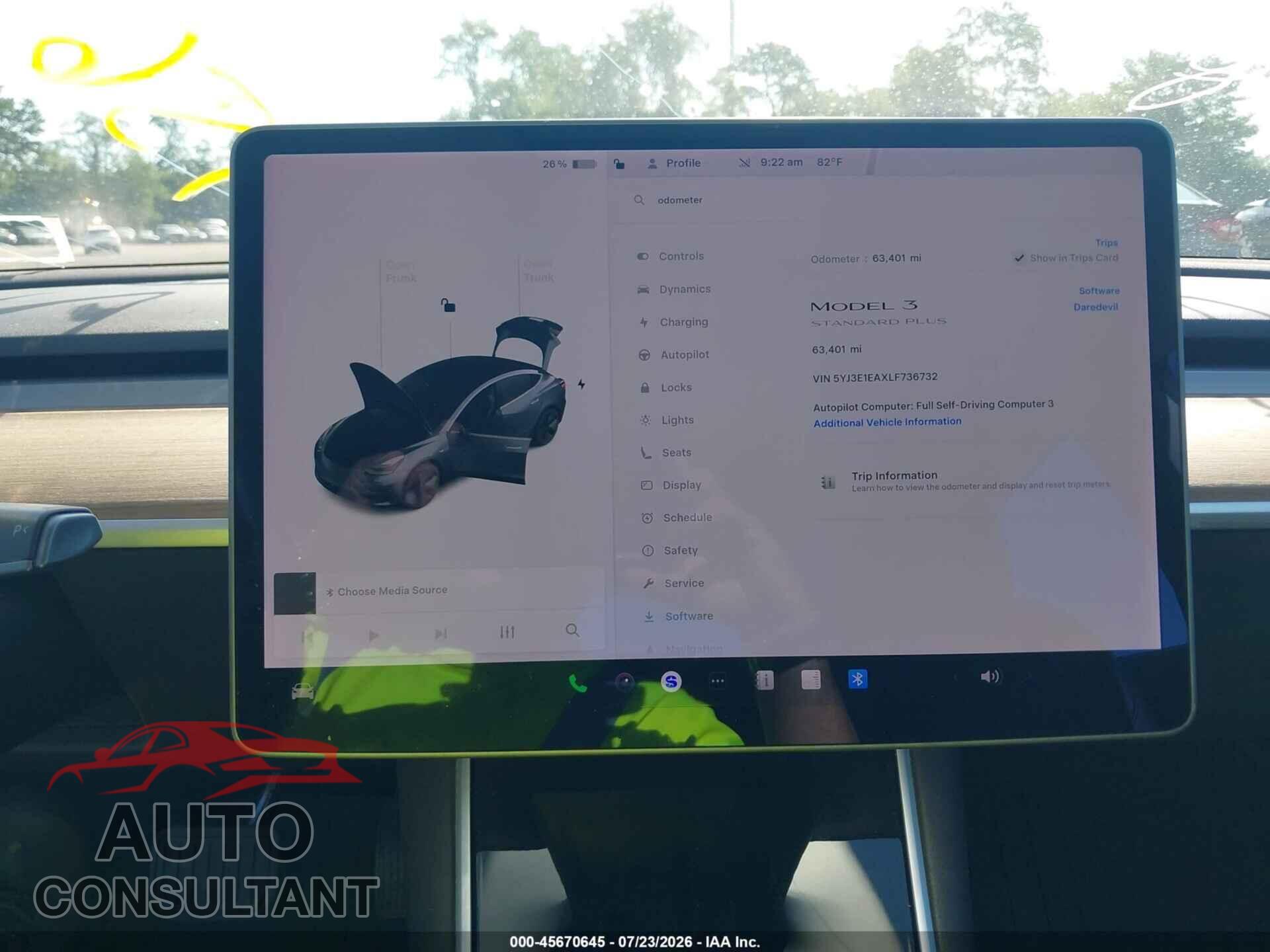 TESLA MODEL 3 2020 - 5YJ3E1EAXLF736732