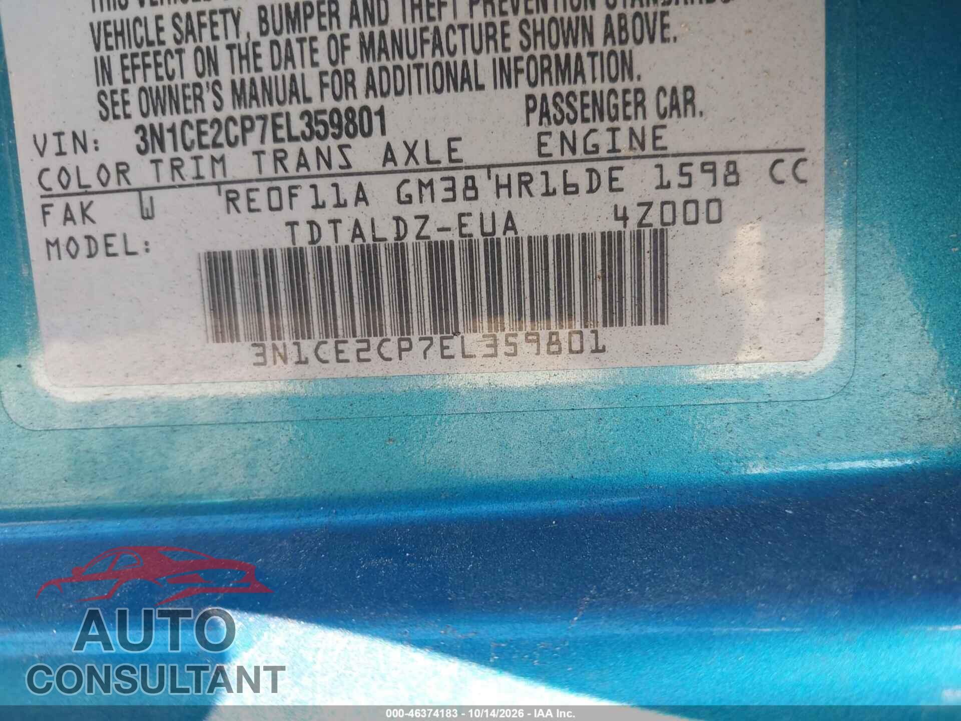 NISSAN VERSA NOTE 2014 - 3N1CE2CP7EL359801