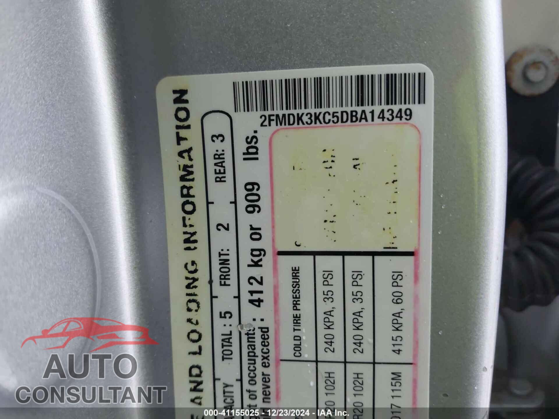 FORD EDGE 2013 - 2FMDK3KC5DBA14349