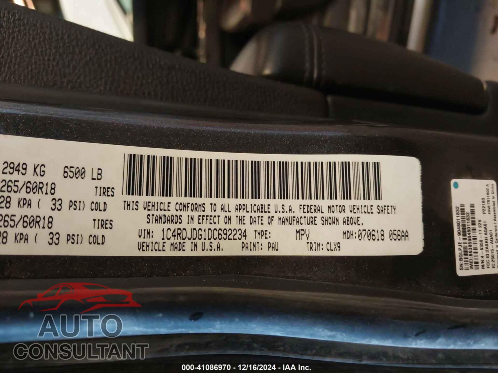 DODGE DURANGO 2013 - 1C4RDJDG1DC692234