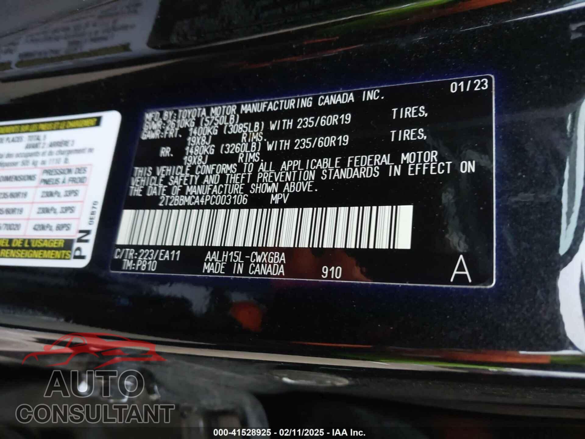 LEXUS RX 350H 2023 - 2T2BBMCA4PC003106