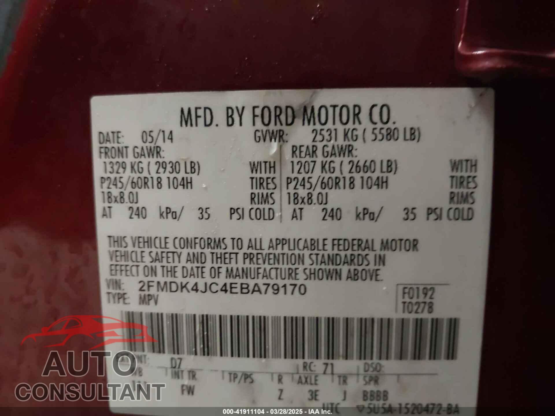FORD EDGE 2014 - 2FMDK4JC4EBA79170