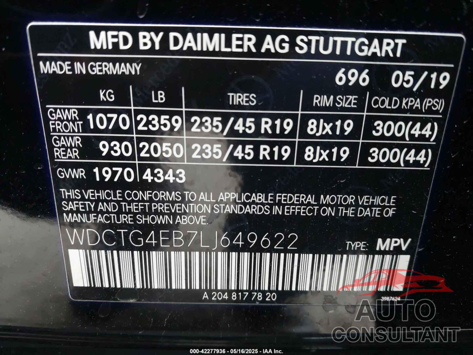 MERCEDES-BENZ GLA 250 2020 - WDCTG4EB7LJ649622