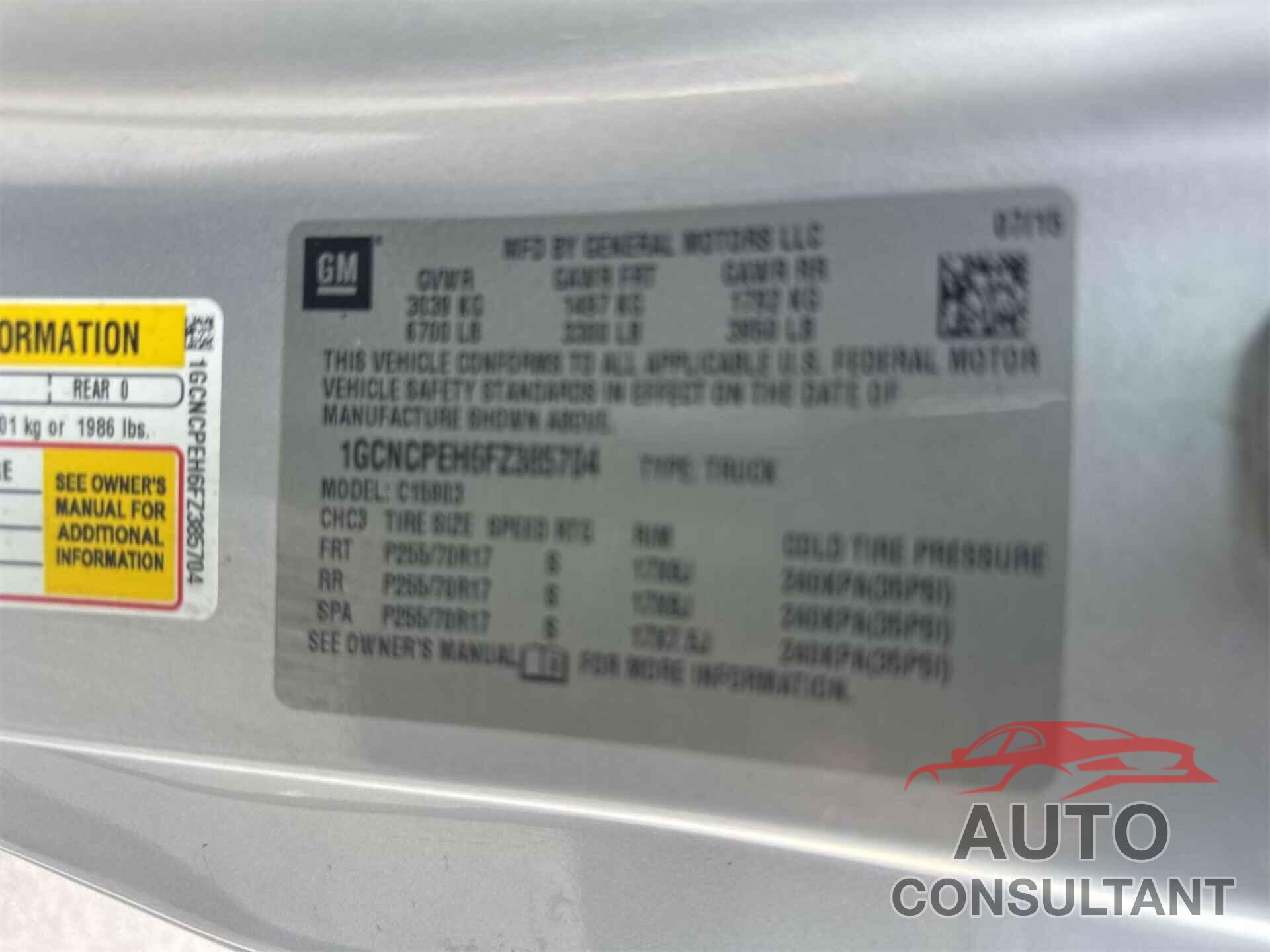 CHEVROLET SILVERADO 2015 - 1GCNCPEH6FZ385704