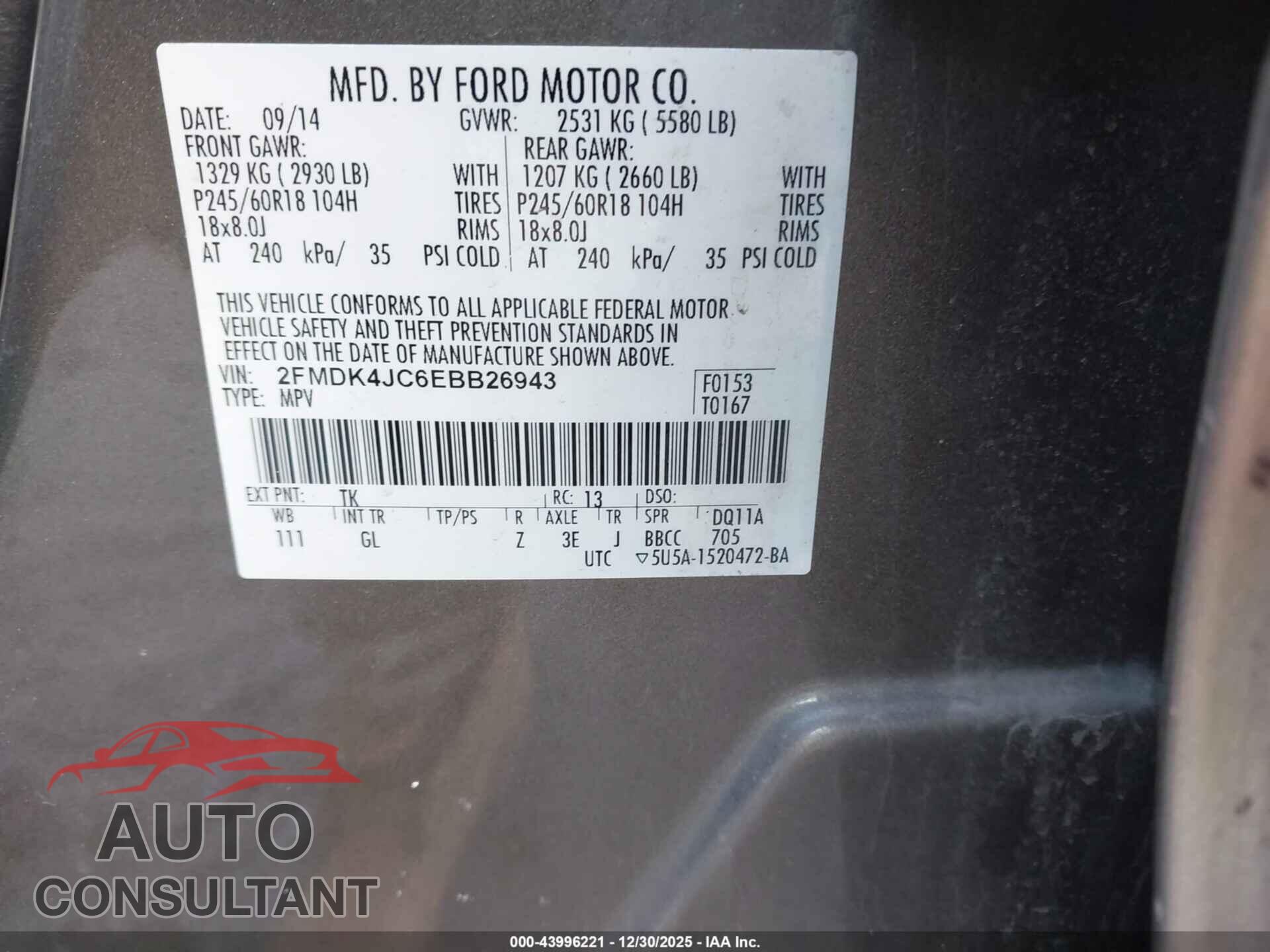 FORD EDGE 2014 - 2FMDK4JC6EBB26943