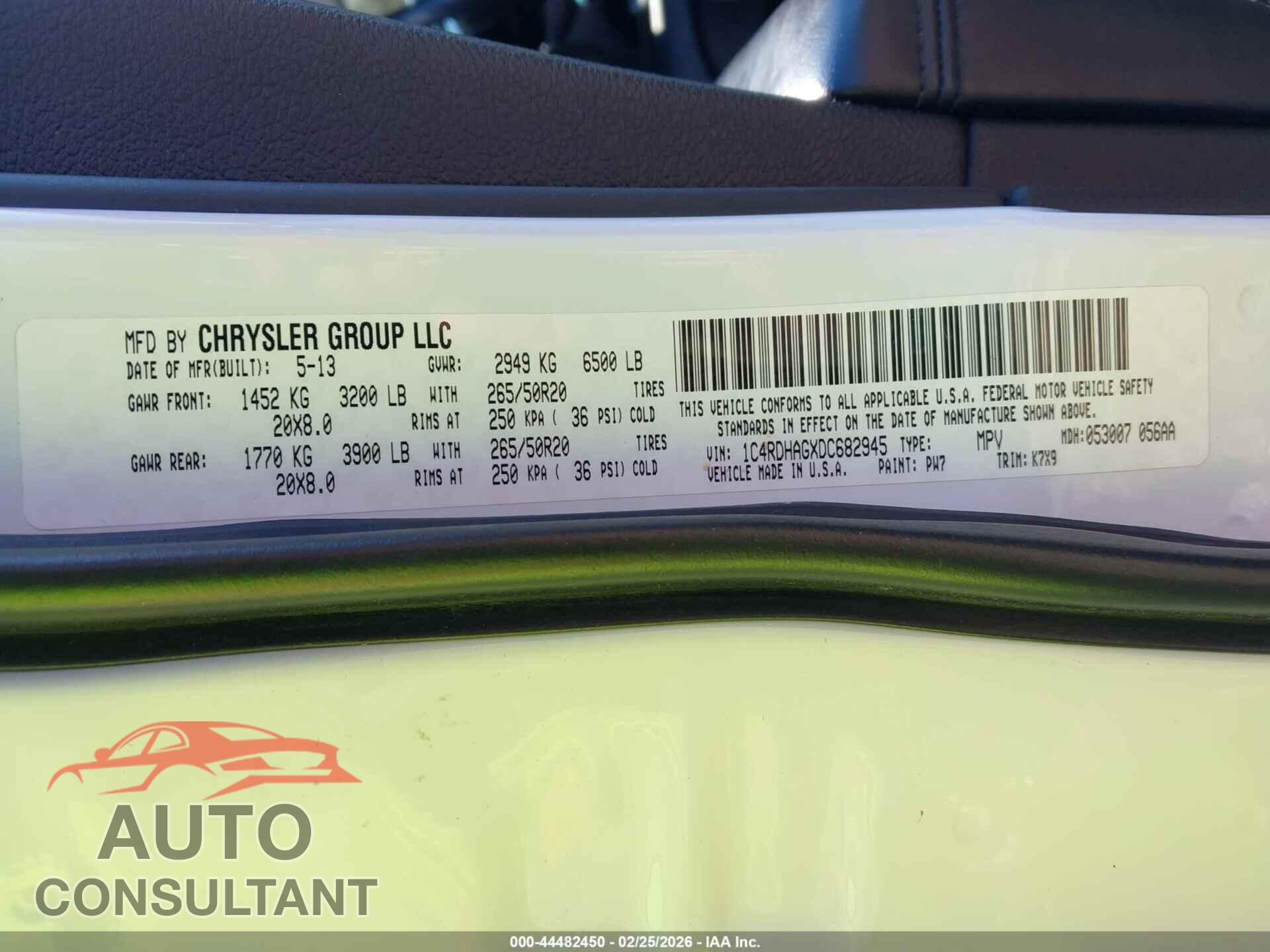 DODGE DURANGO 2013 - 1C4RDHAGXDC682945