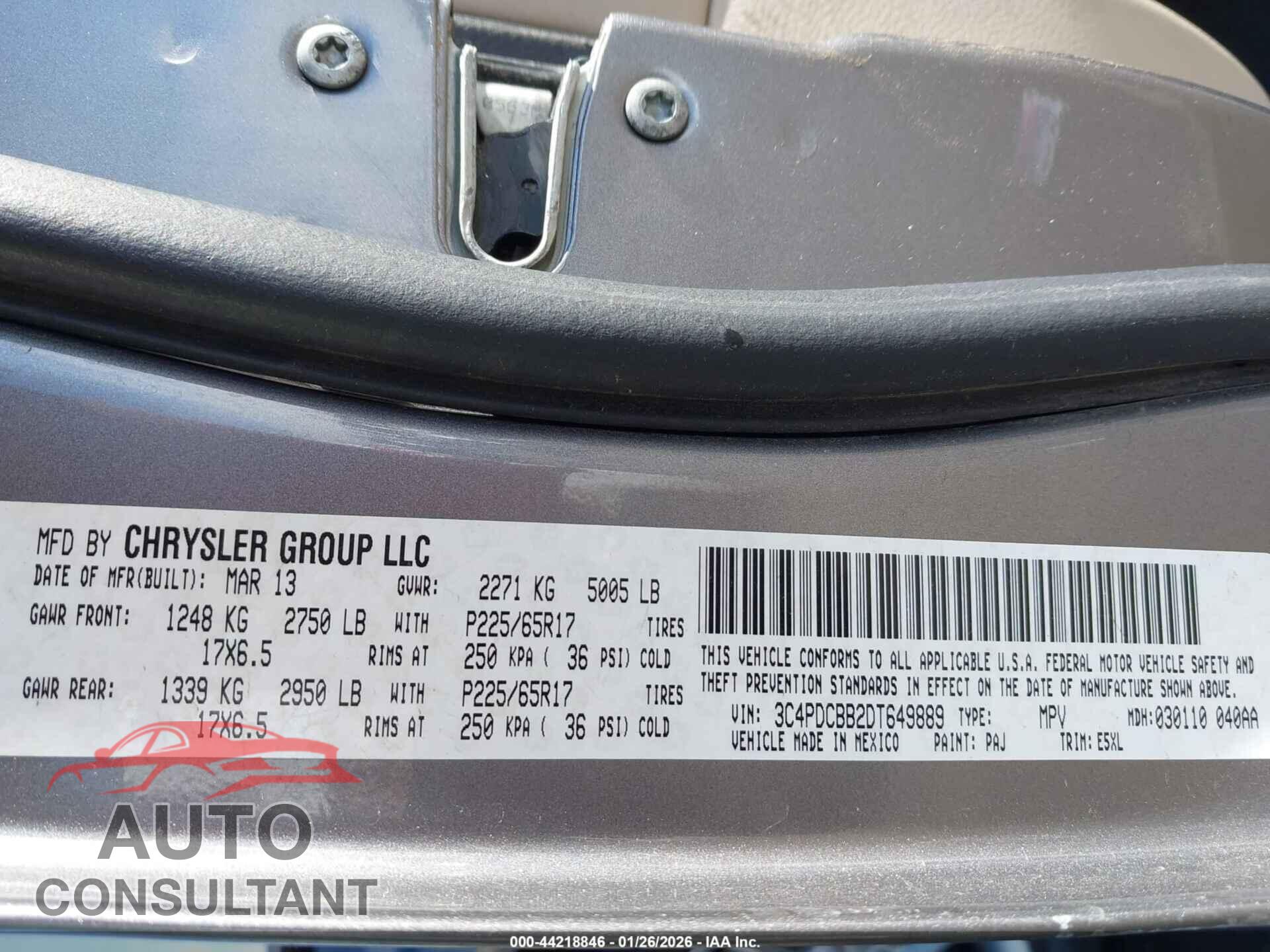 DODGE JOURNEY 2013 - 3C4PDCBB2DT649889