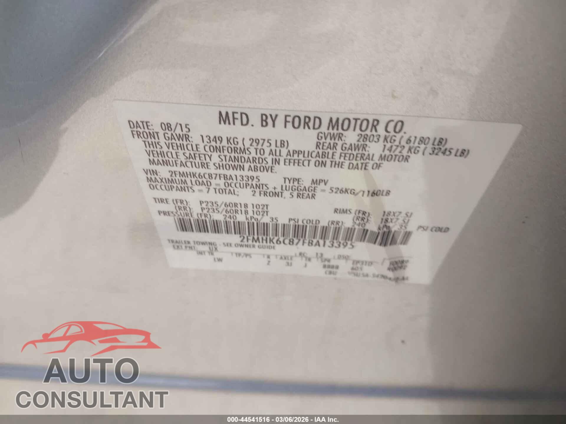 FORD FLEX 2015 - 2FMHK6C87FBA13395