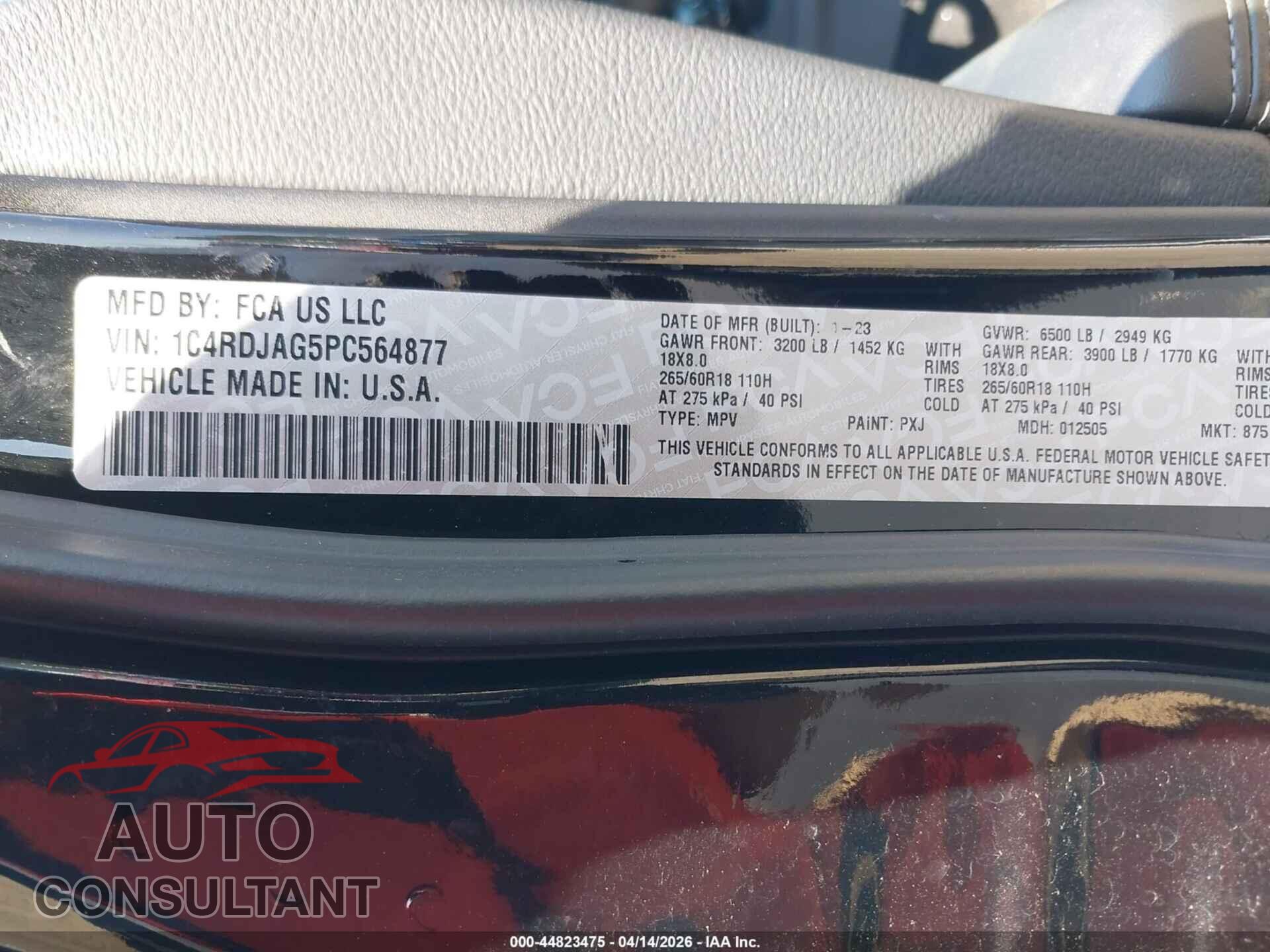 DODGE DURANGO 2023 - 1C4RDJAG5PC564877