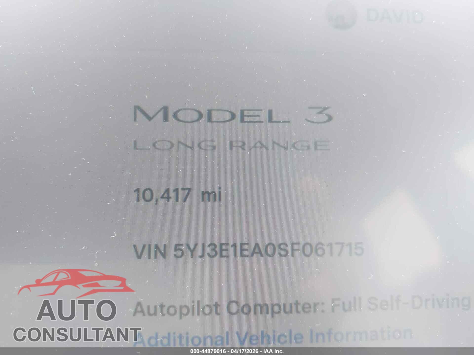 TESLA MODEL 3 2025 - 5YJ3E1EA0SF061715