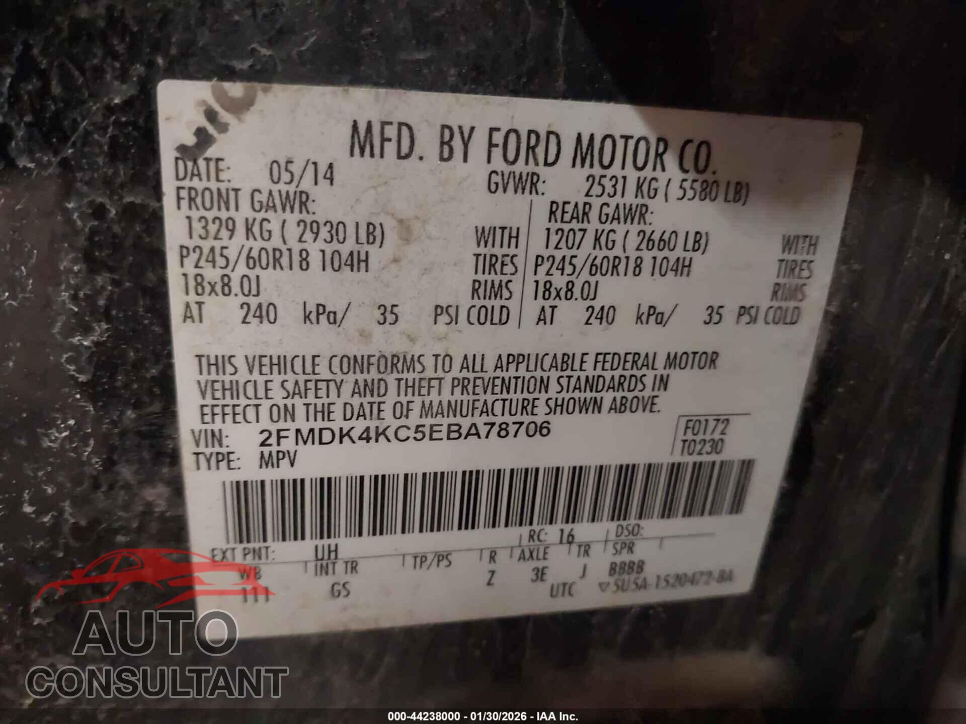 FORD EDGE 2014 - 2FMDK4KC5EBA78706