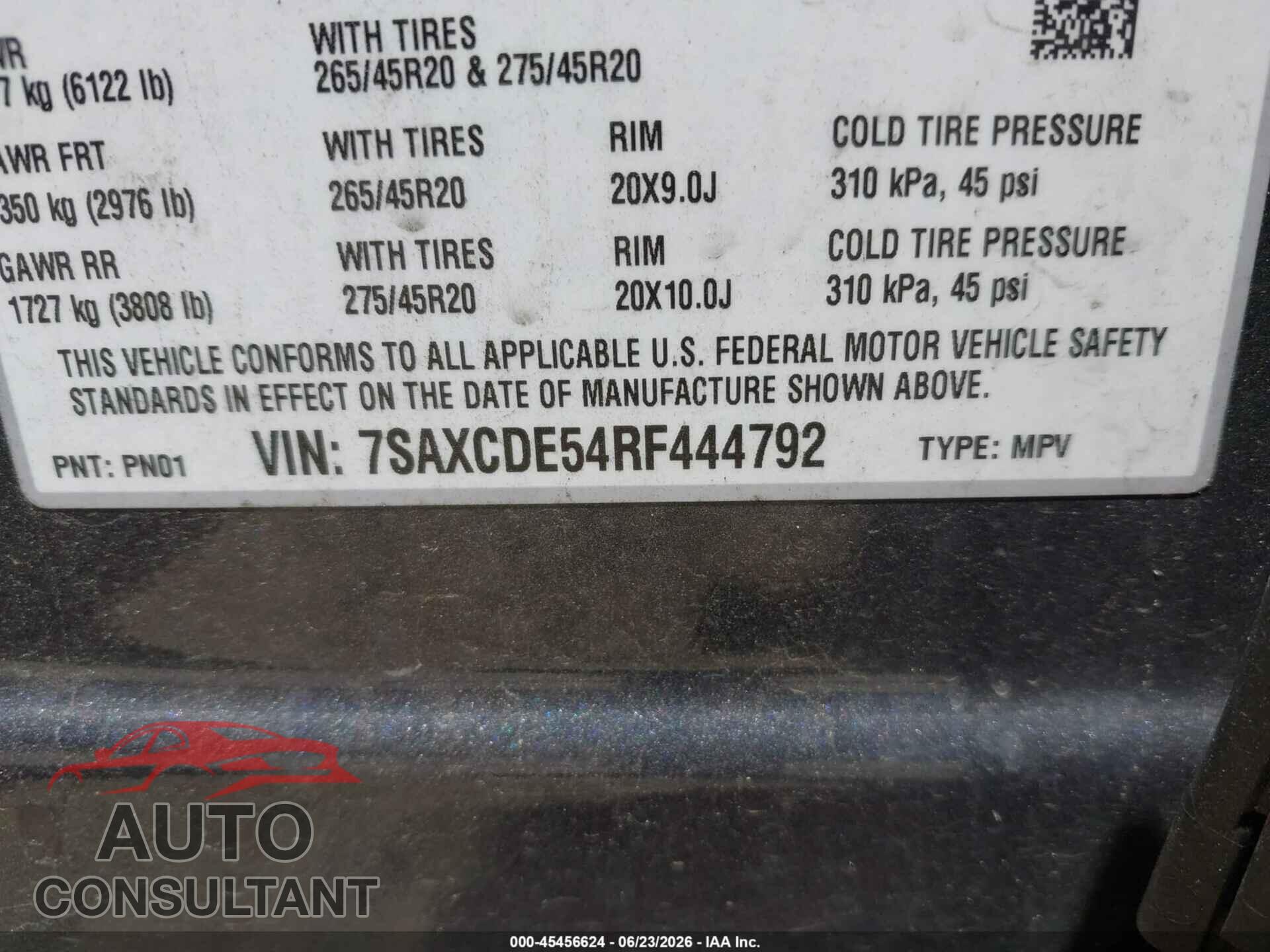 TESLA MODEL X 2024 - 7SAXCDE54RF444792
