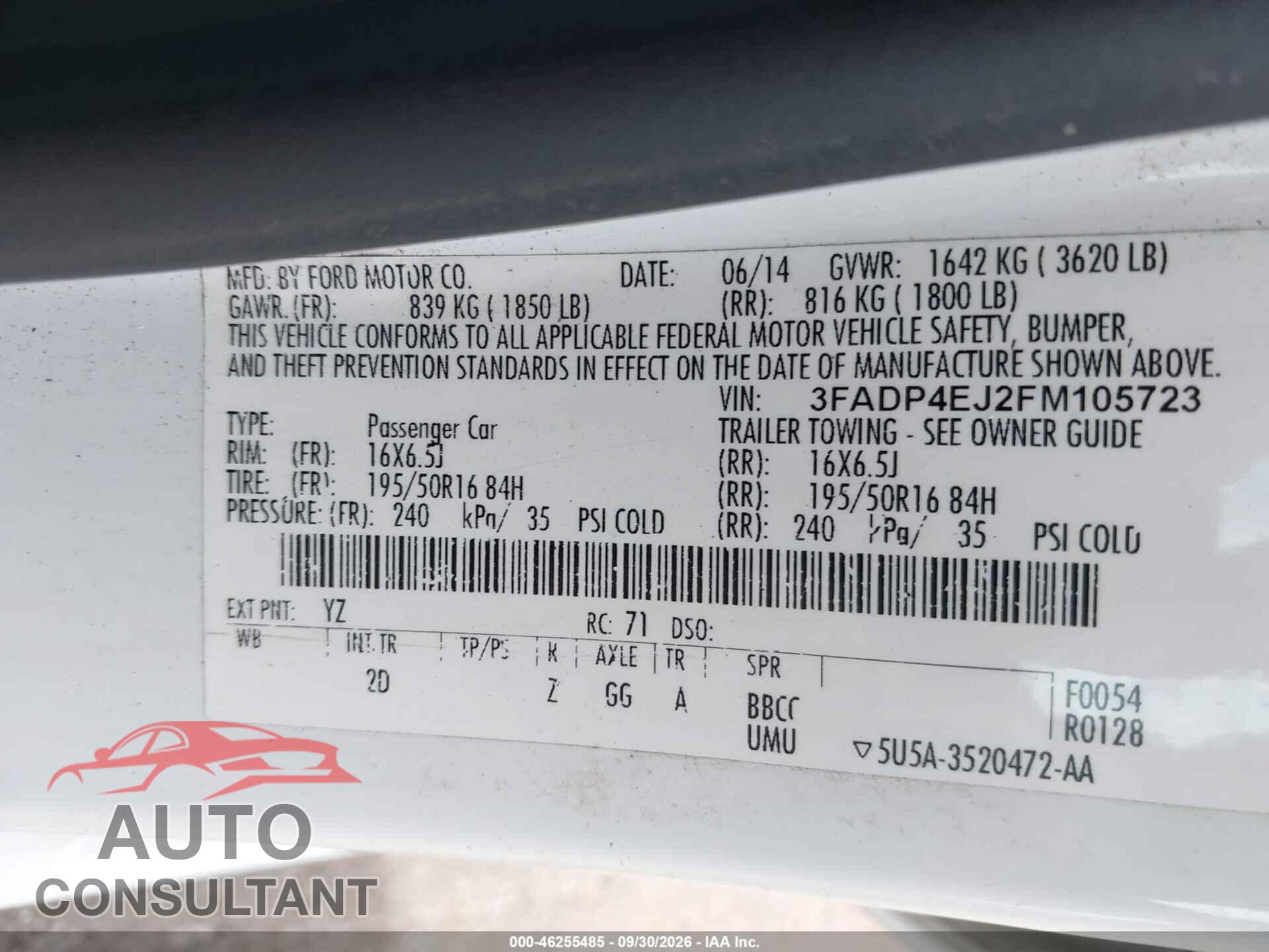 FORD FIESTA 2015 - 3FADP4EJ2FM105723