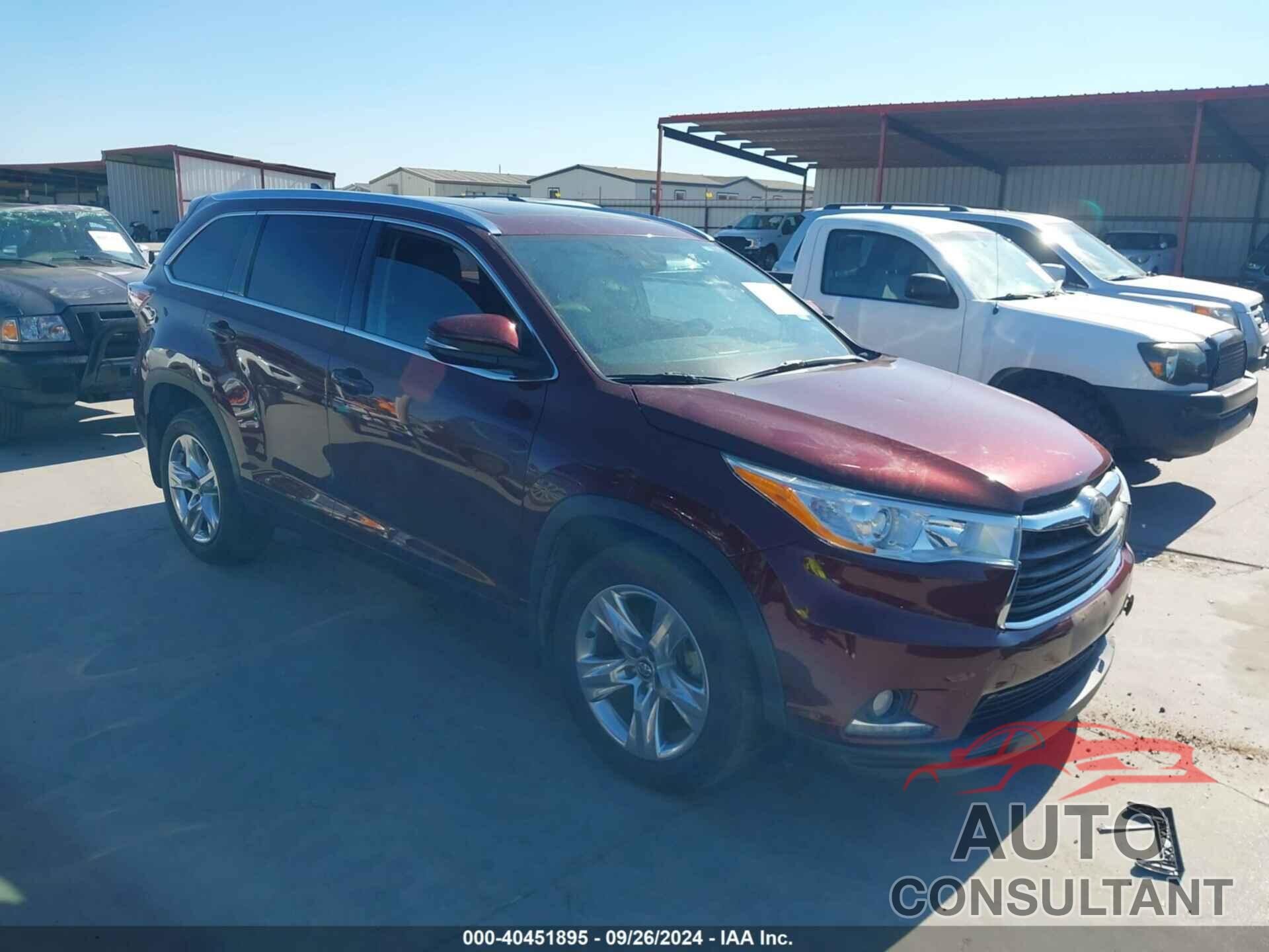 TOYOTA HIGHLANDER 2016 - 5TDDKRFH1GS314177