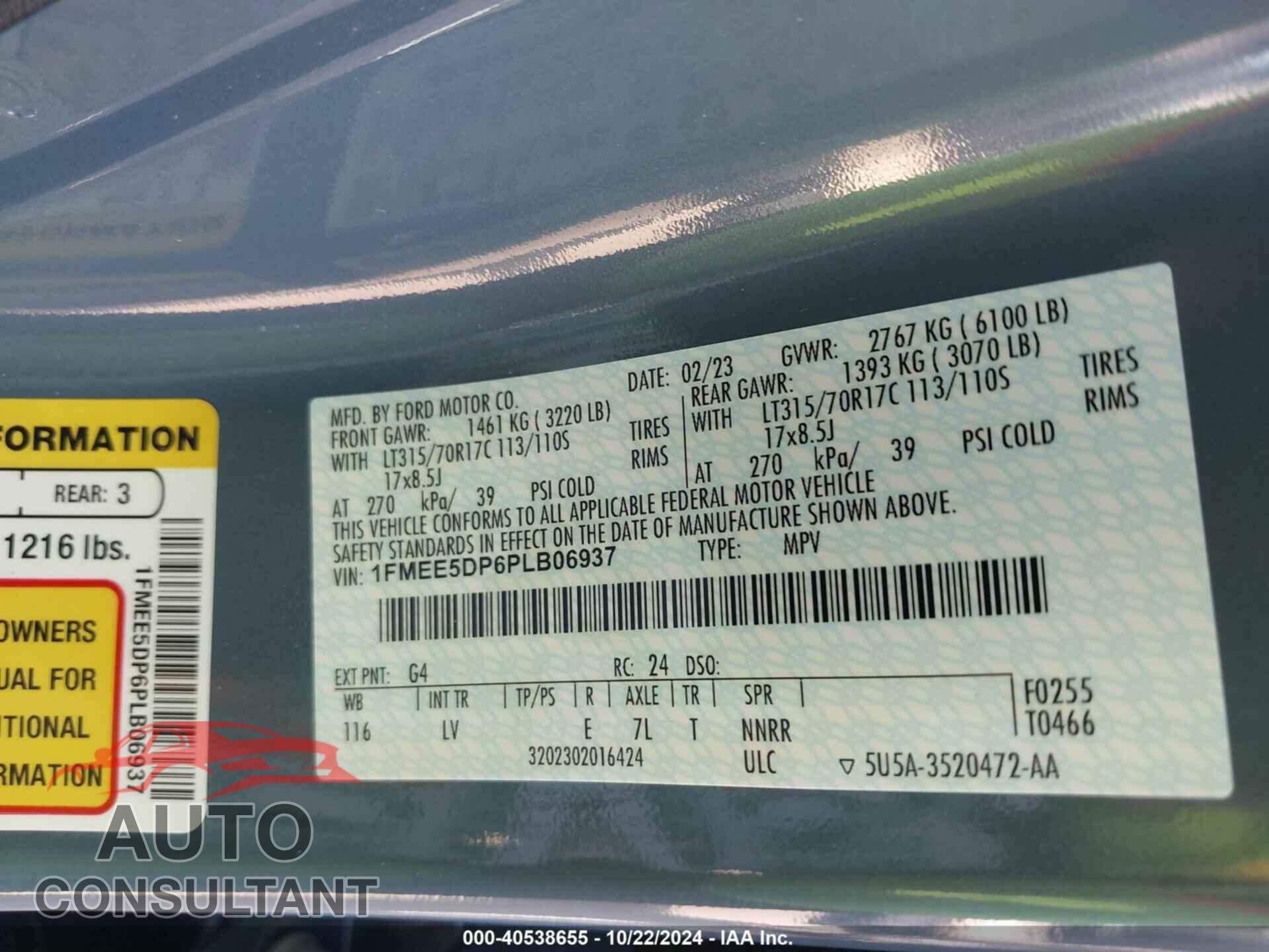 FORD BRONCO 2023 - 1FMEE5DP6PLB06937