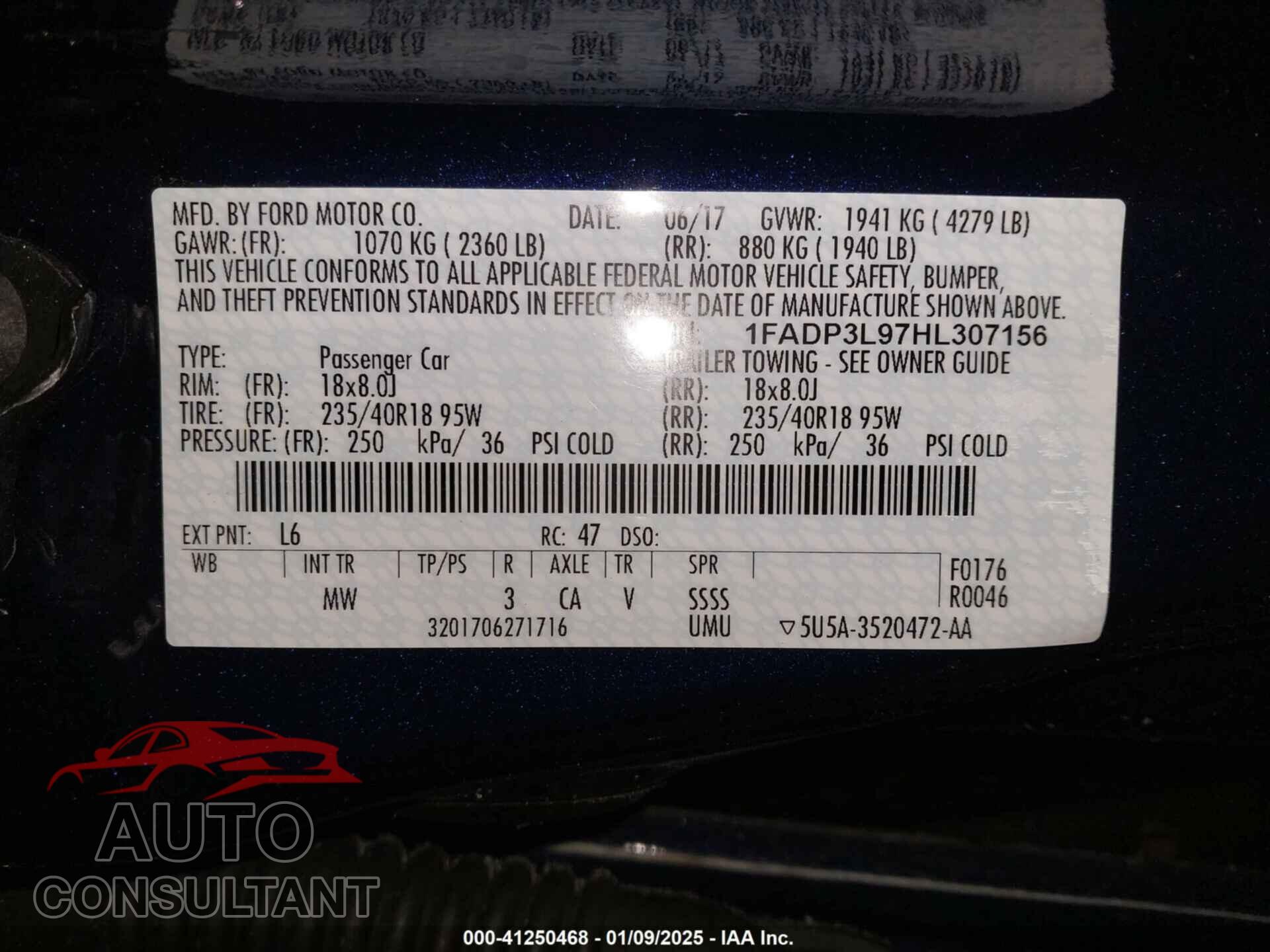 FORD FOCUS ST 2017 - 1FADP3L97HL307156