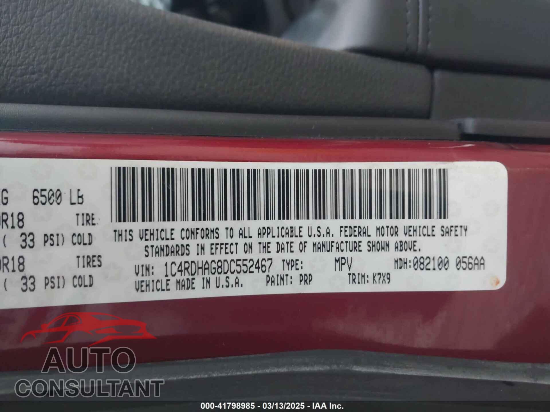 DODGE DURANGO 2013 - 1C4RDHAG8DC552467