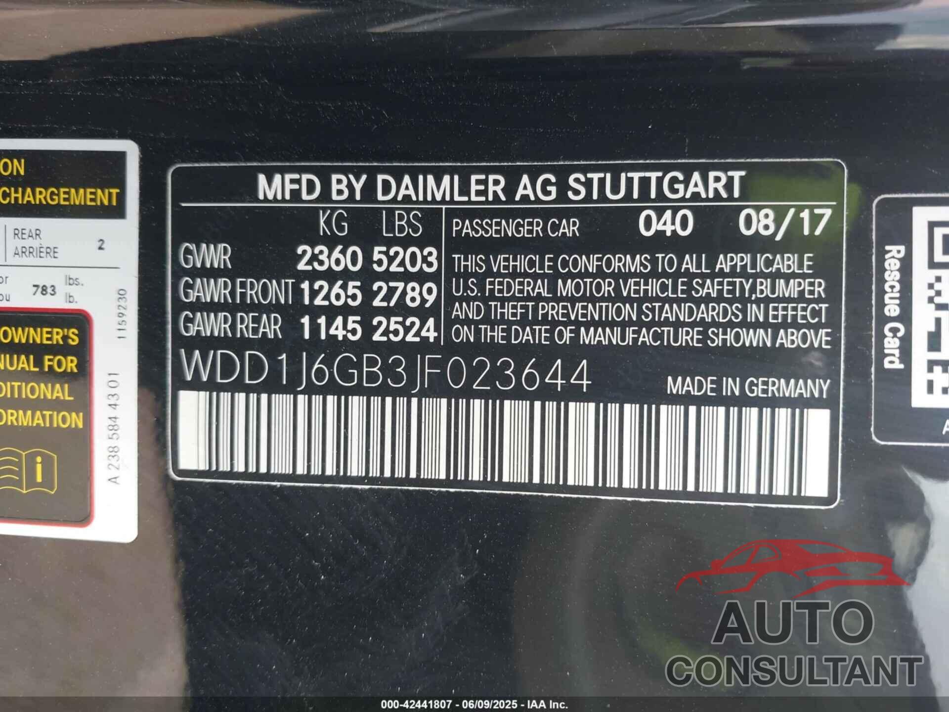 MERCEDES-BENZ E 400 2018 - WDD1J6GB3JF023644