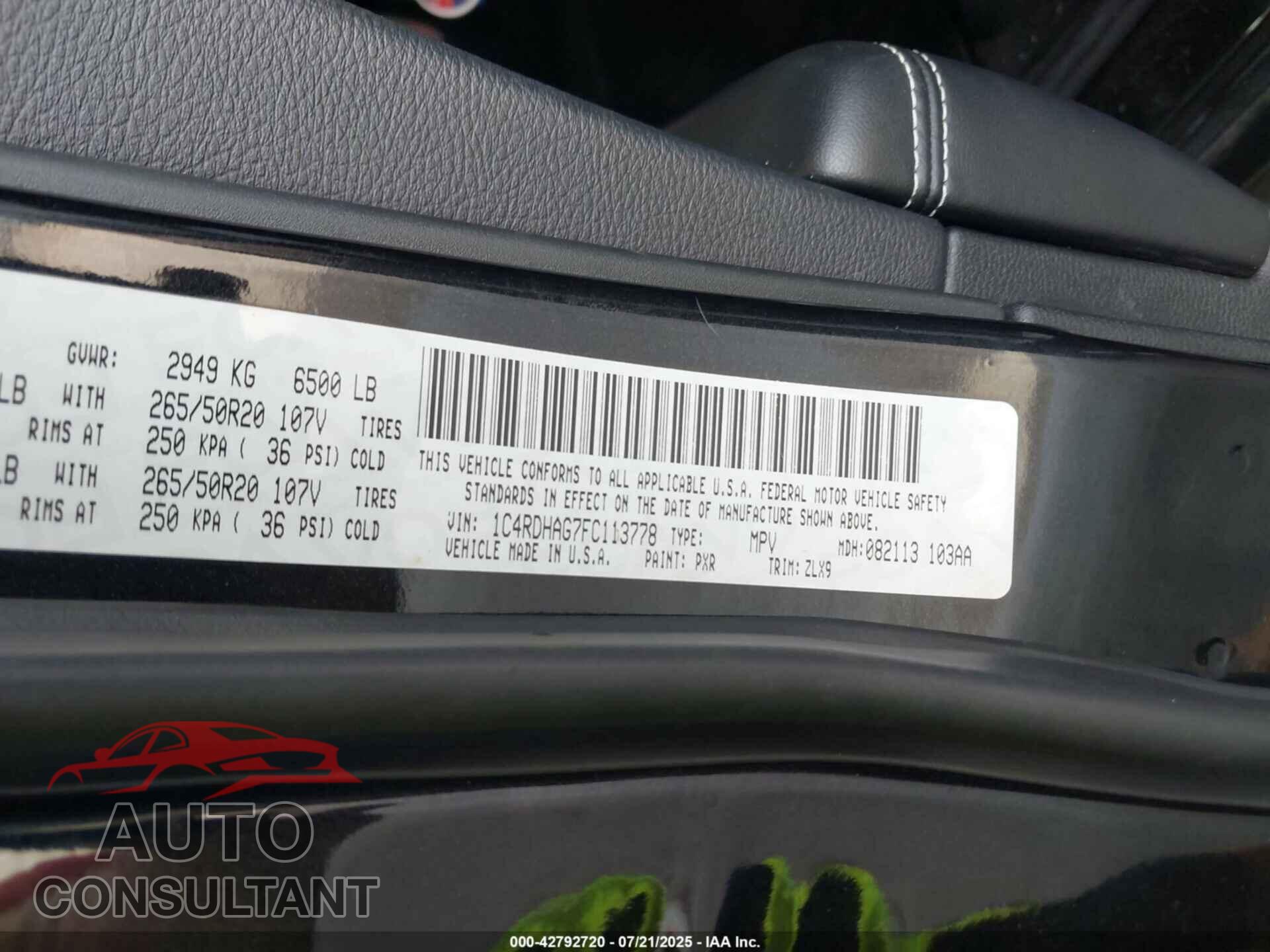 DODGE DURANGO 2015 - 1C4RDHAG7FC113778