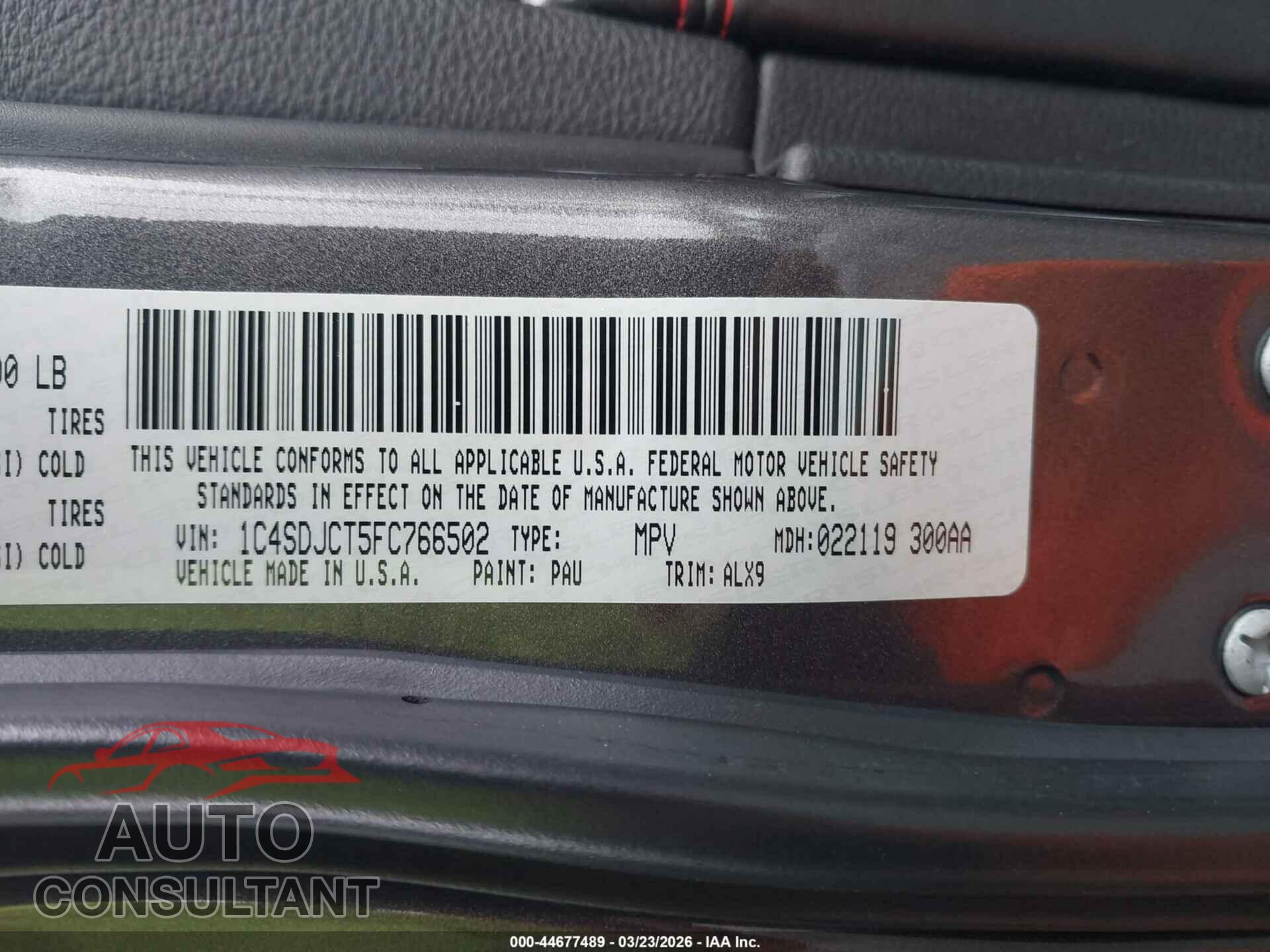 DODGE DURANGO 2015 - 1C4SDJCT5FC766502
