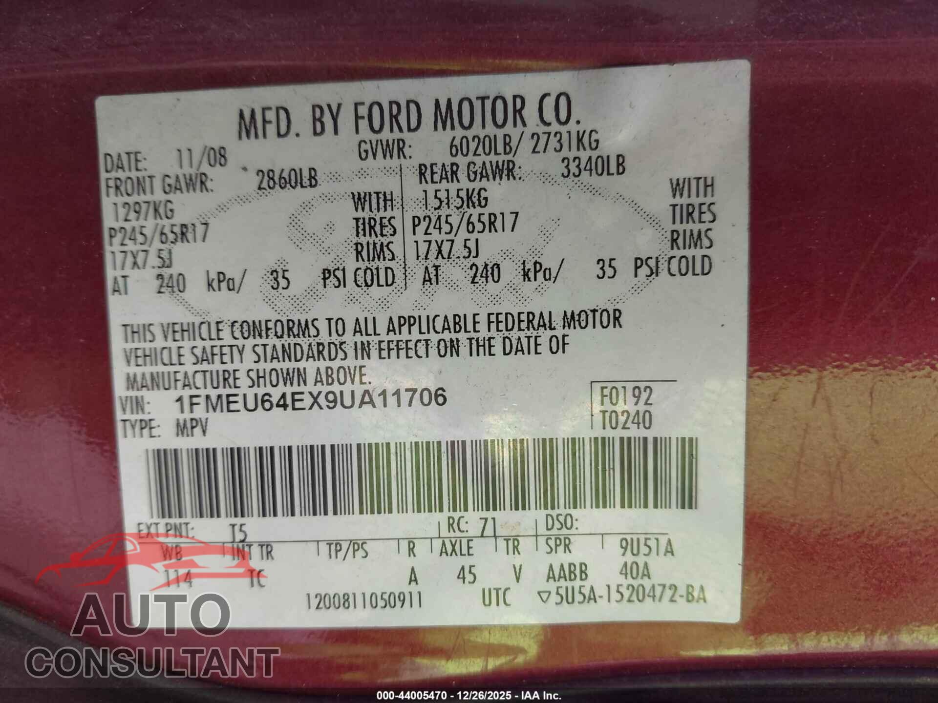 FORD EXPLORER 2009 - 1FMEU64EX9UA11706