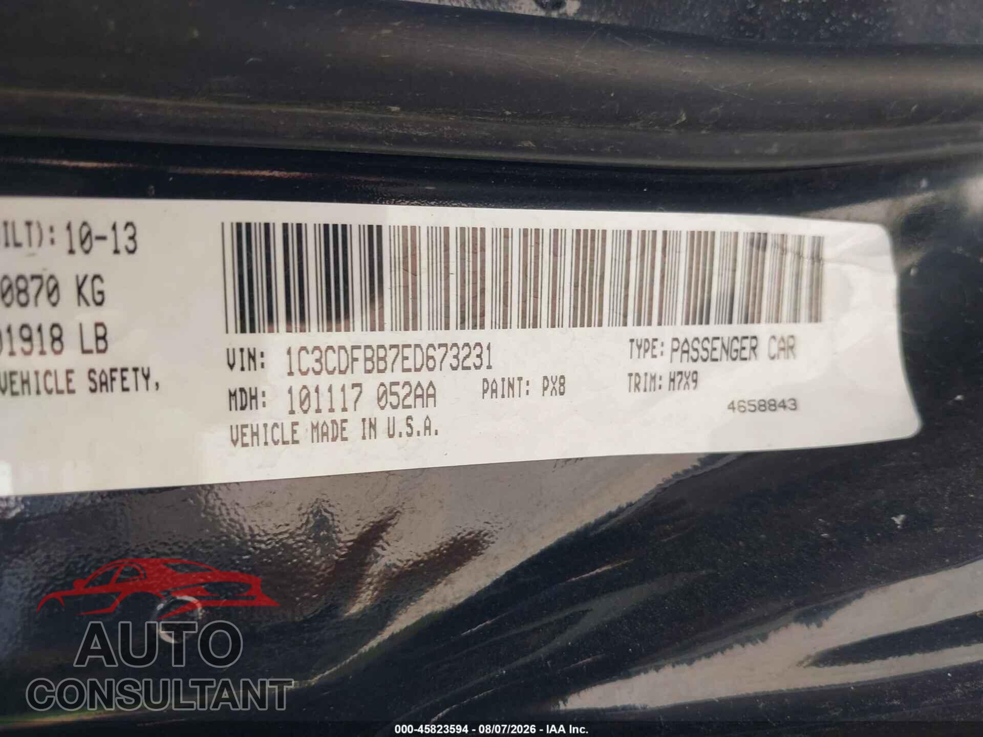 DODGE DART 2014 - 1C3CDFBB7ED673231