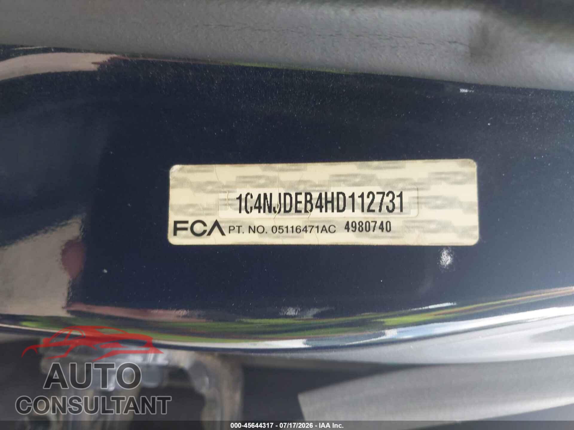 JEEP COMPASS 2017 - 1C4NJDEB4HD112731
