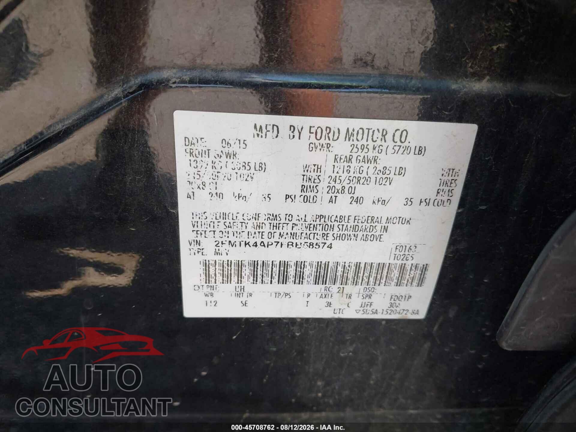 FORD EDGE 2015 - 2FMTK4K97FBB58574