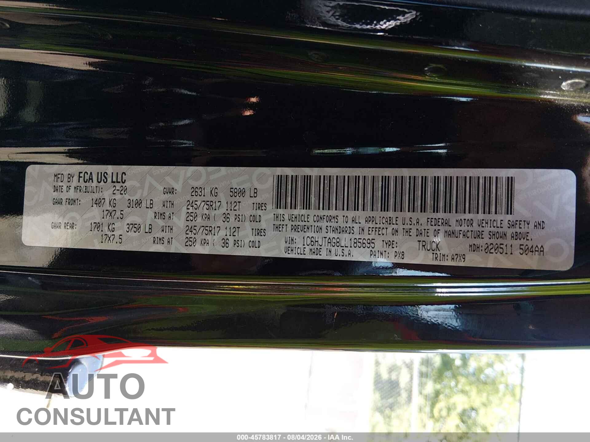 JEEP GLADIATOR 2020 - 1C6HJTAG8LL185695