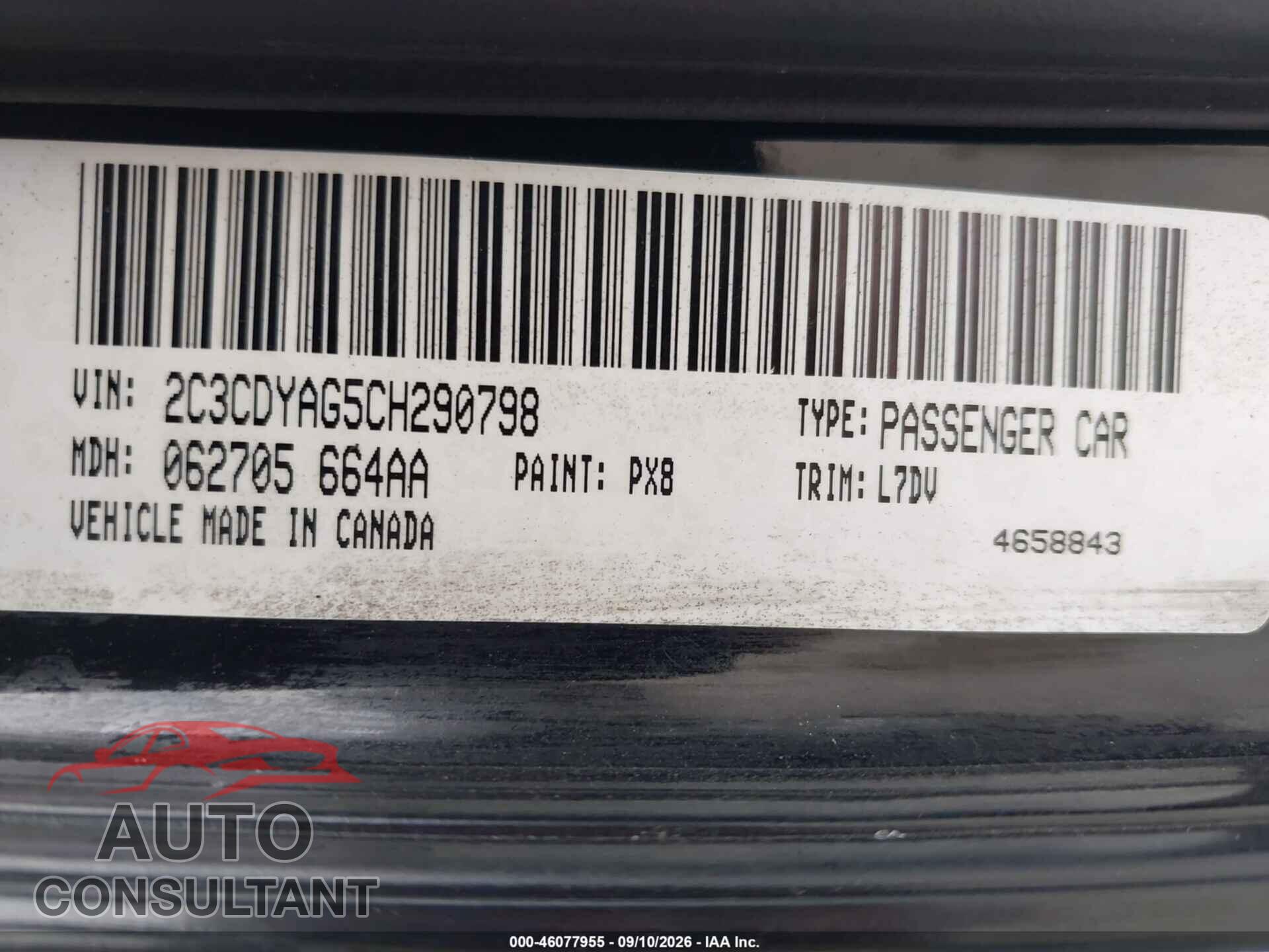 DODGE CHALLENGER 2012 - 2C3CDYAG5CH290798