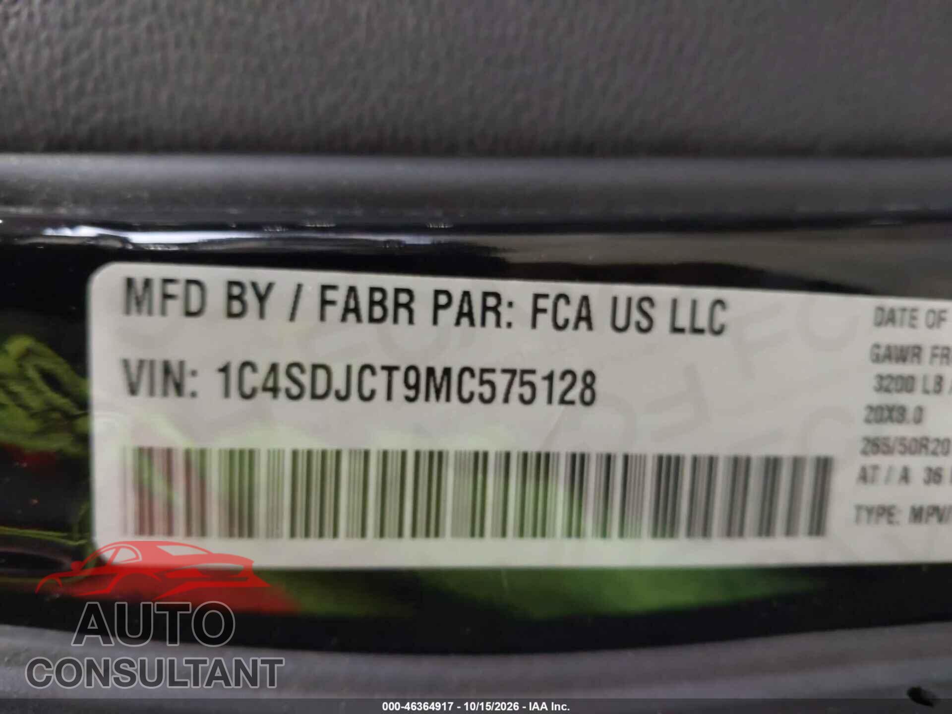 DODGE DURANGO 2021 - 1C4SDJCT9MC575128