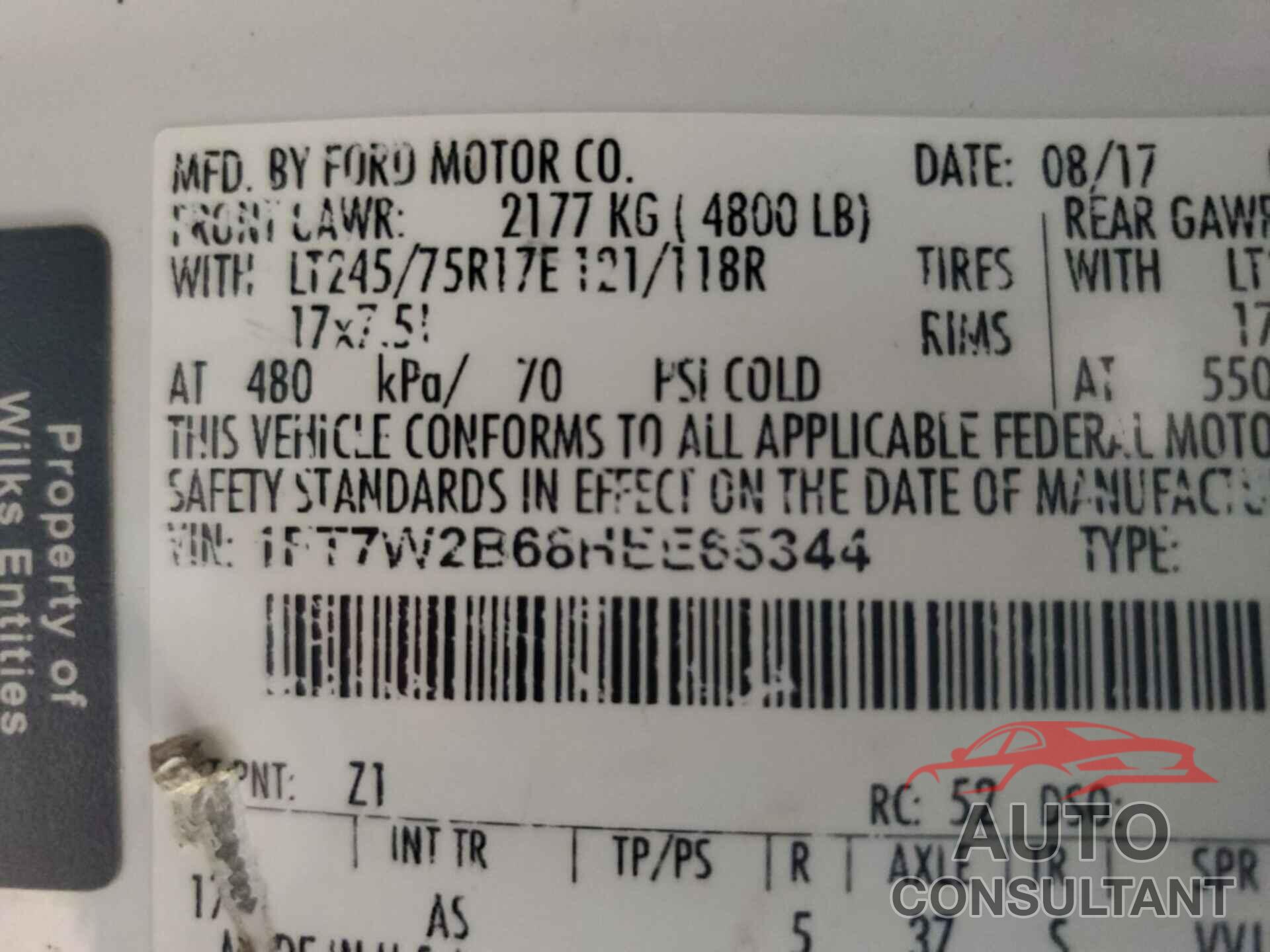 FORD F250 2017 - 1FT7W2B68HEE65344