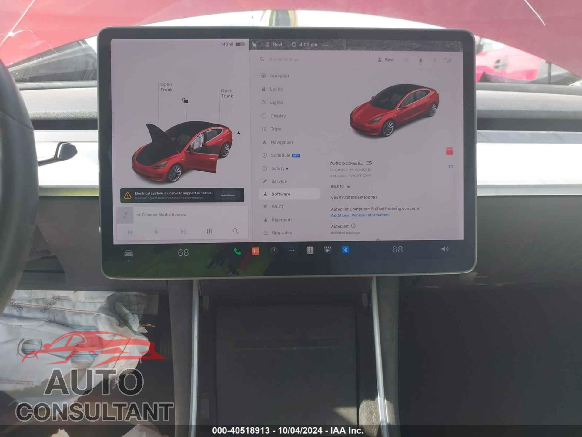 TESLA MODEL 3 2018 - 5YJ3E1EB4JF100751