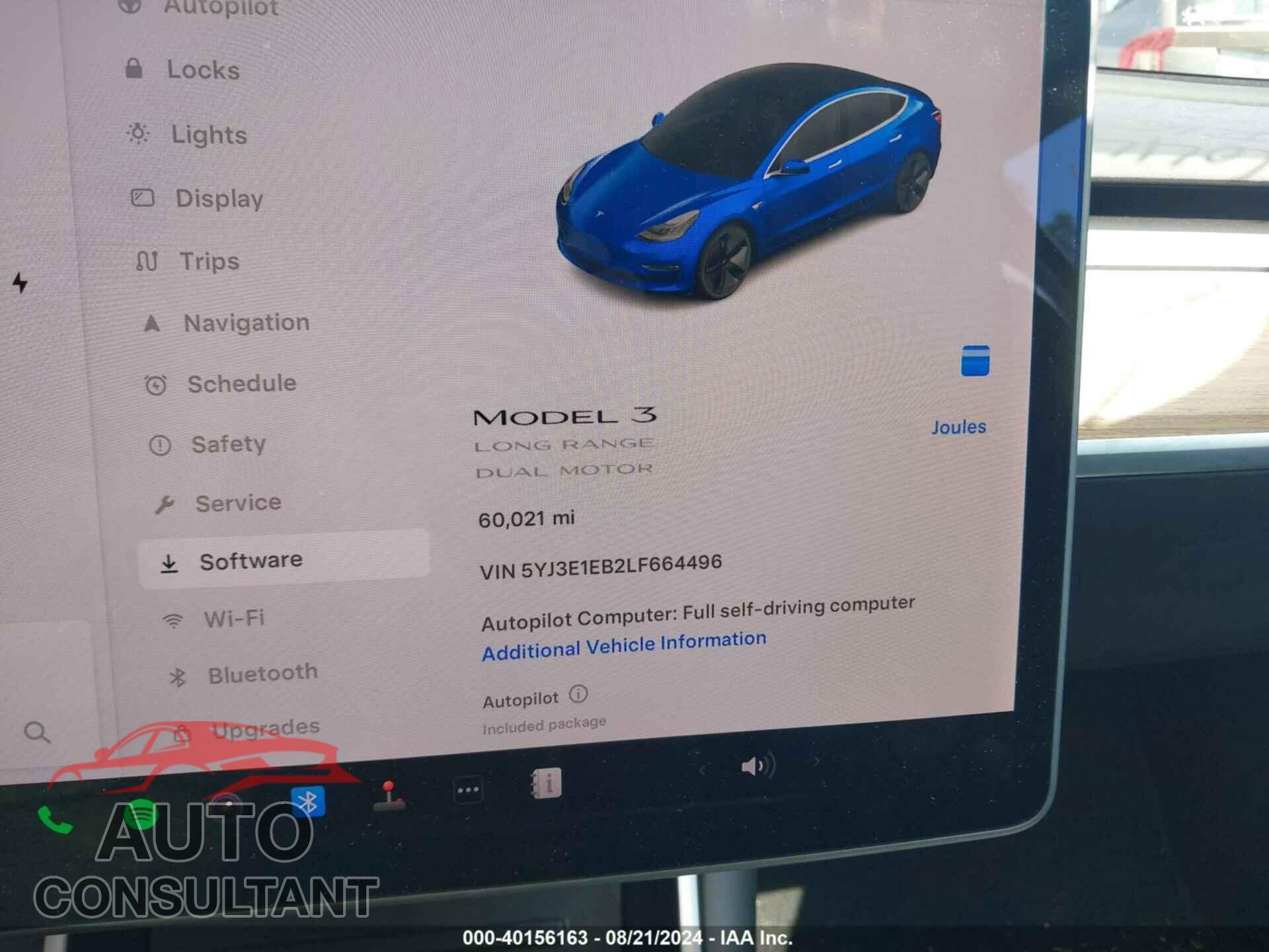 TESLA MODEL 3 2020 - 5YJ3E1EB2LF664496