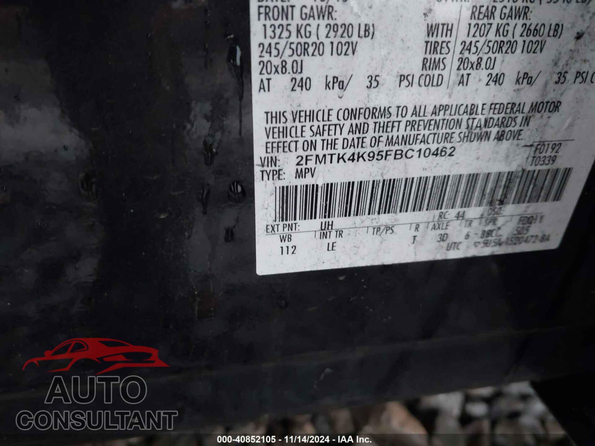 FORD EDGE 2015 - 2FMTK4K95FBC10462