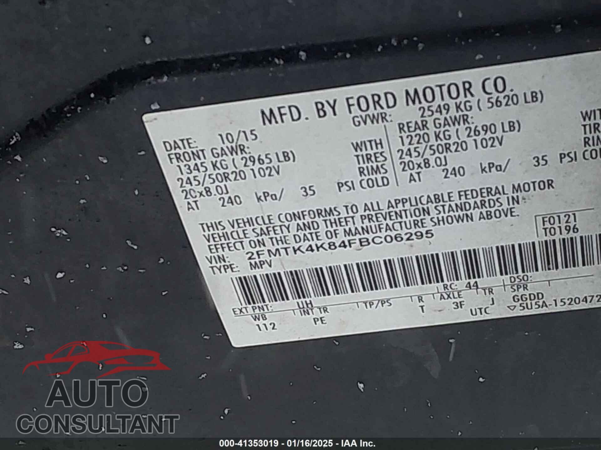 FORD EDGE 2015 - 2FMTK4K84FBC06295