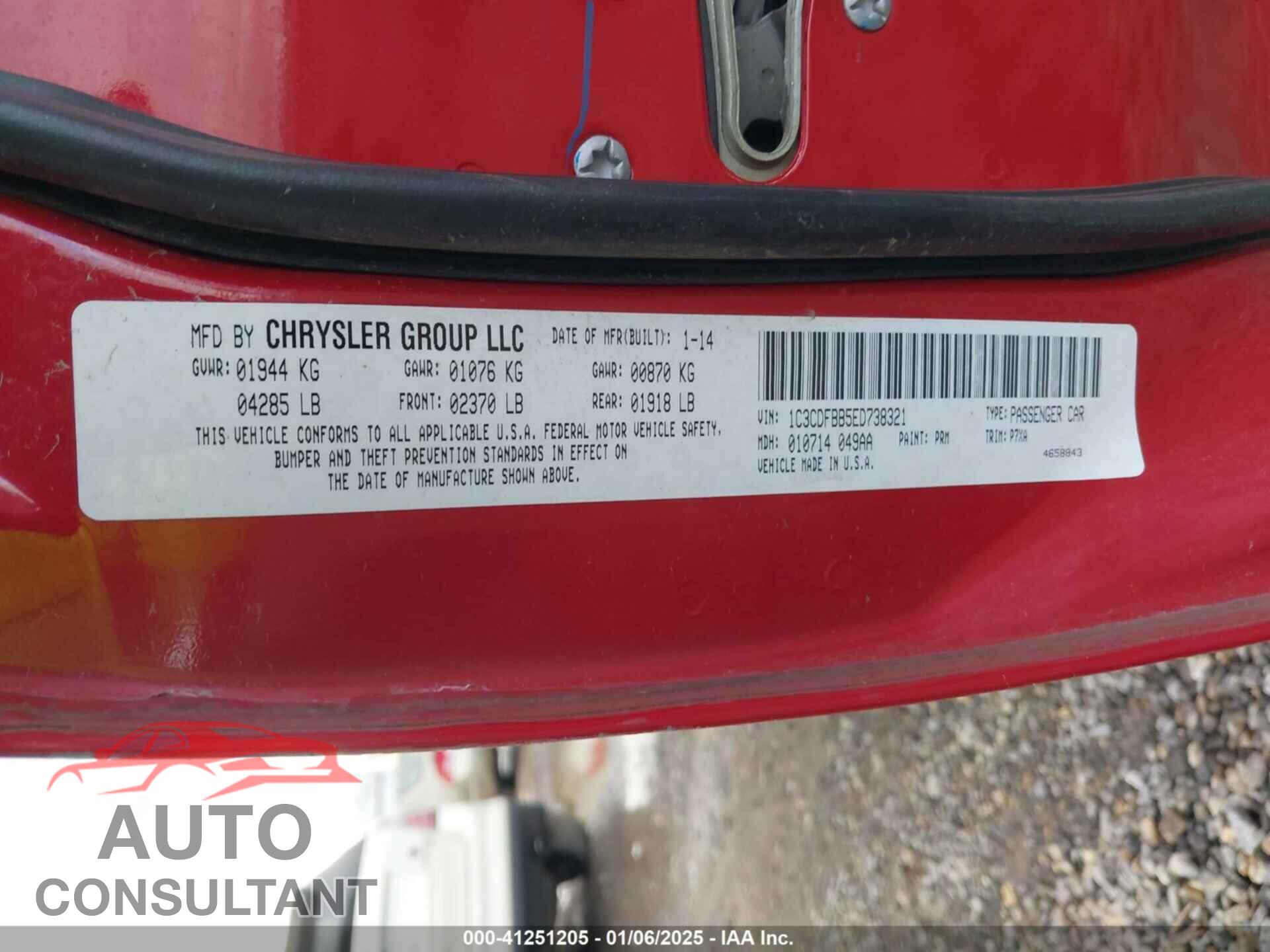 DODGE DART 2014 - 1C3CDFBB5ED738321