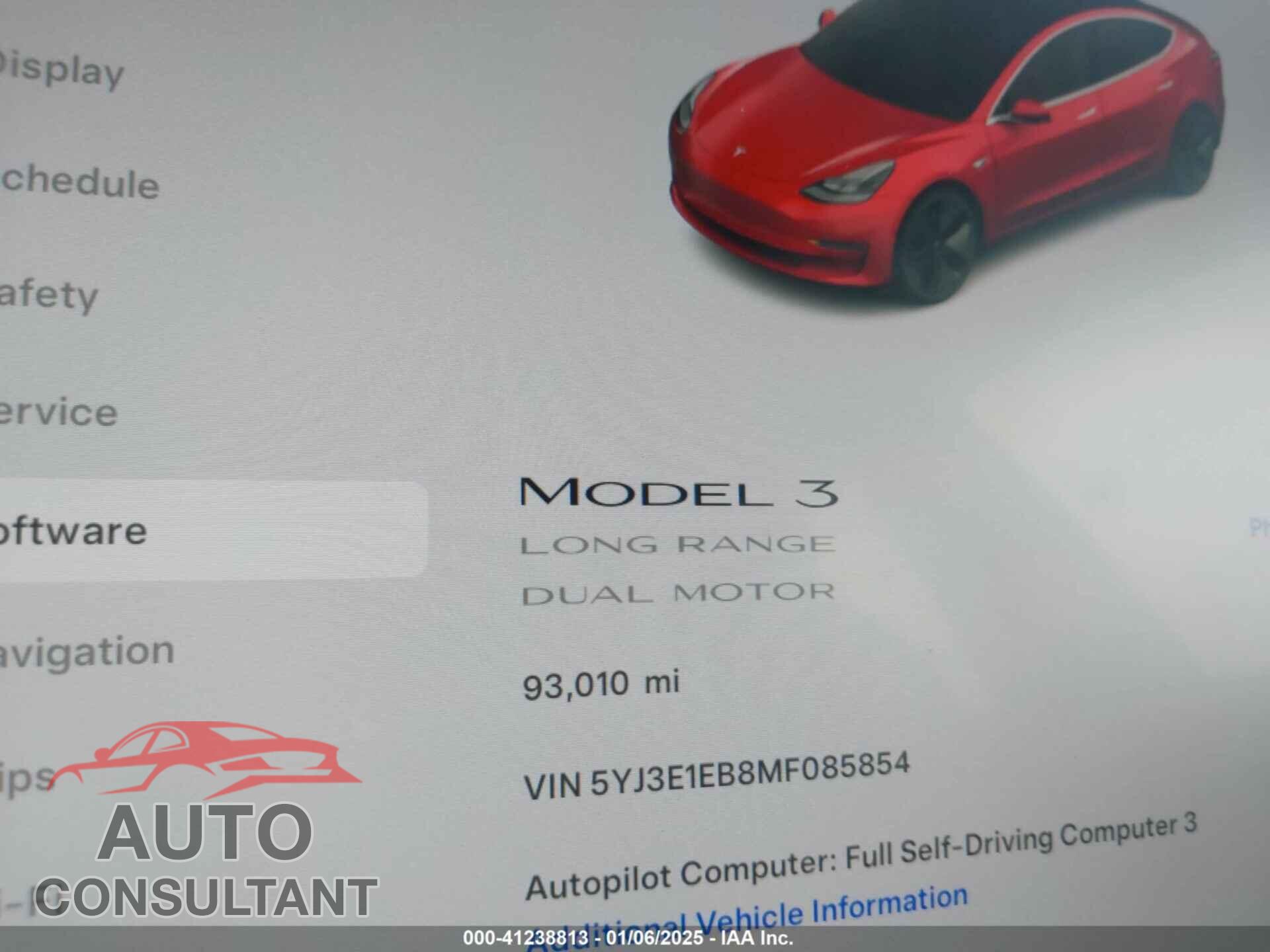 TESLA MODEL 3 2021 - 5YJ3E1EB8MF085854