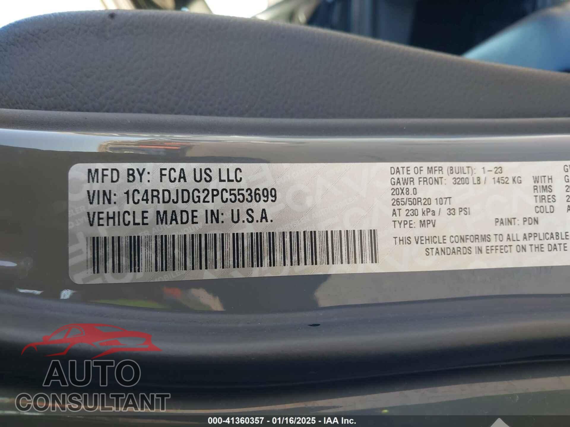 DODGE DURANGO 2023 - 1C4RDJDG2PC553699