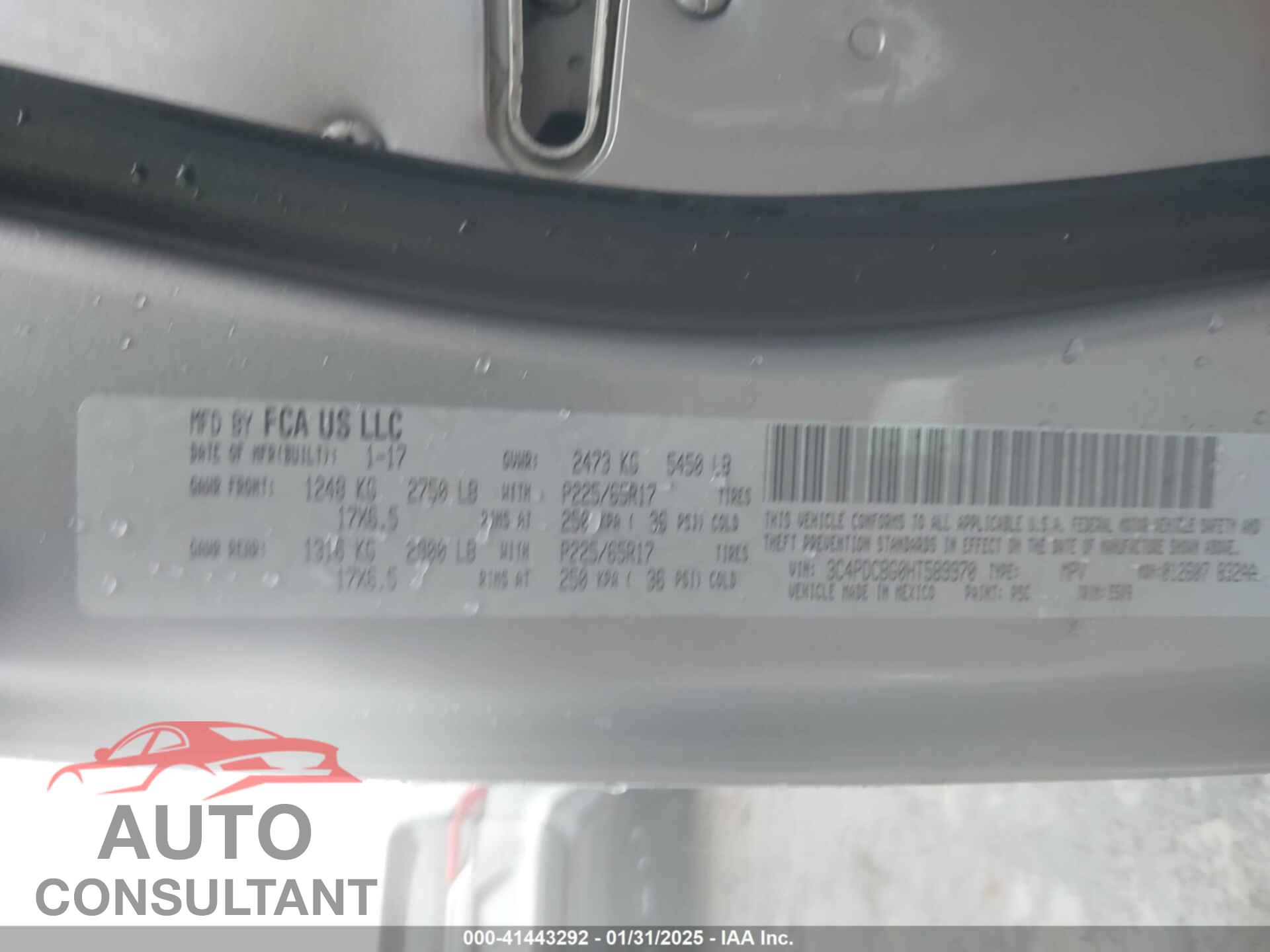 DODGE JOURNEY 2017 - 3C4PDCBG0HT589970