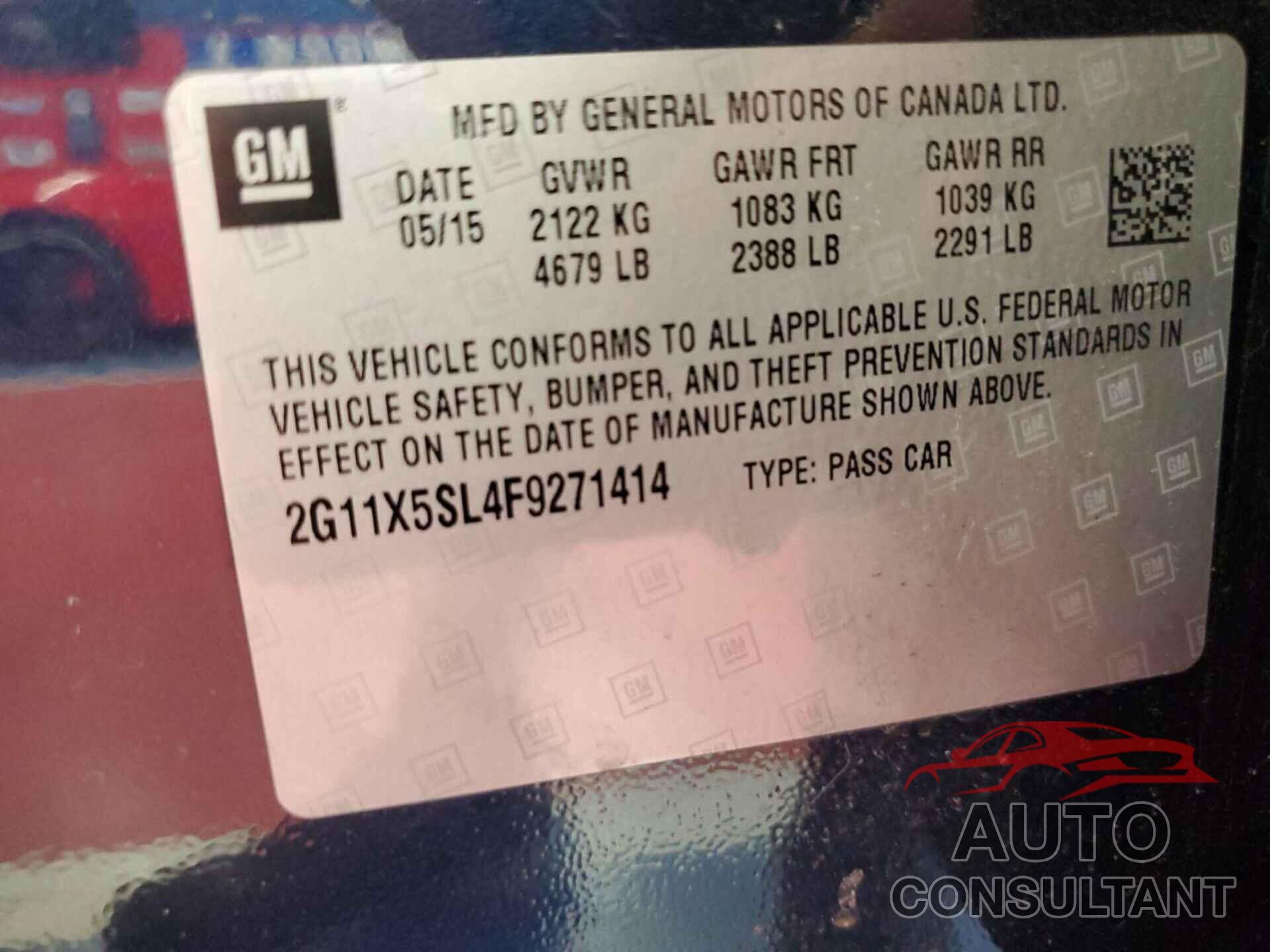 CHEVROLET IMPALA 2015 - 2G11X5SL4F9271414