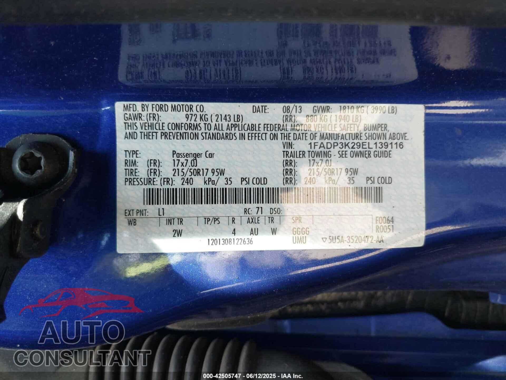 FORD FOCUS 2014 - 1FADP3K29EL139116