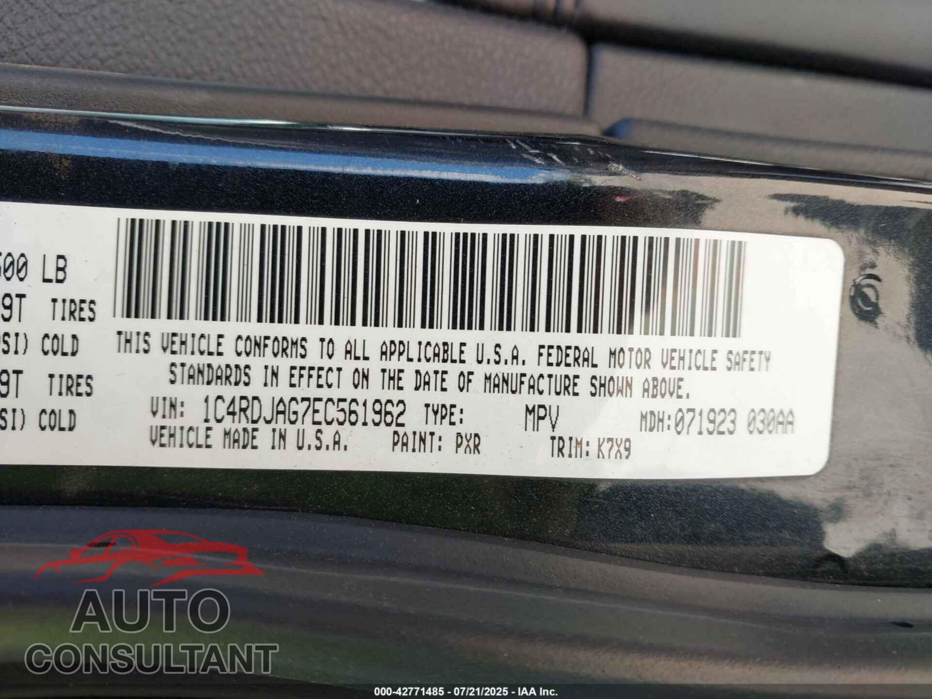 DODGE DURANGO 2014 - 1C4RDJAG7EC561962