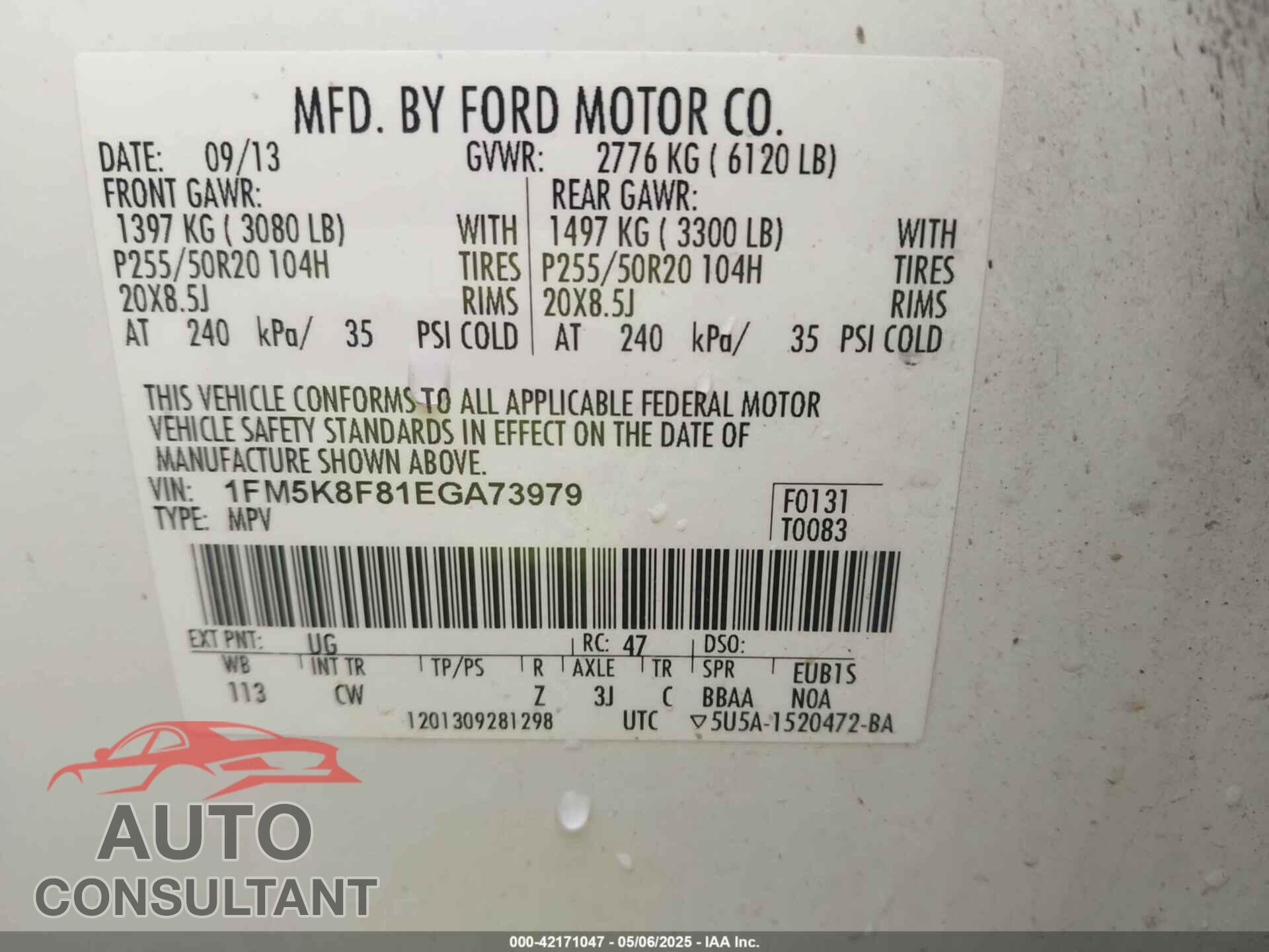 FORD EXPLORER 2014 - 1FM5K8F81EGA73979