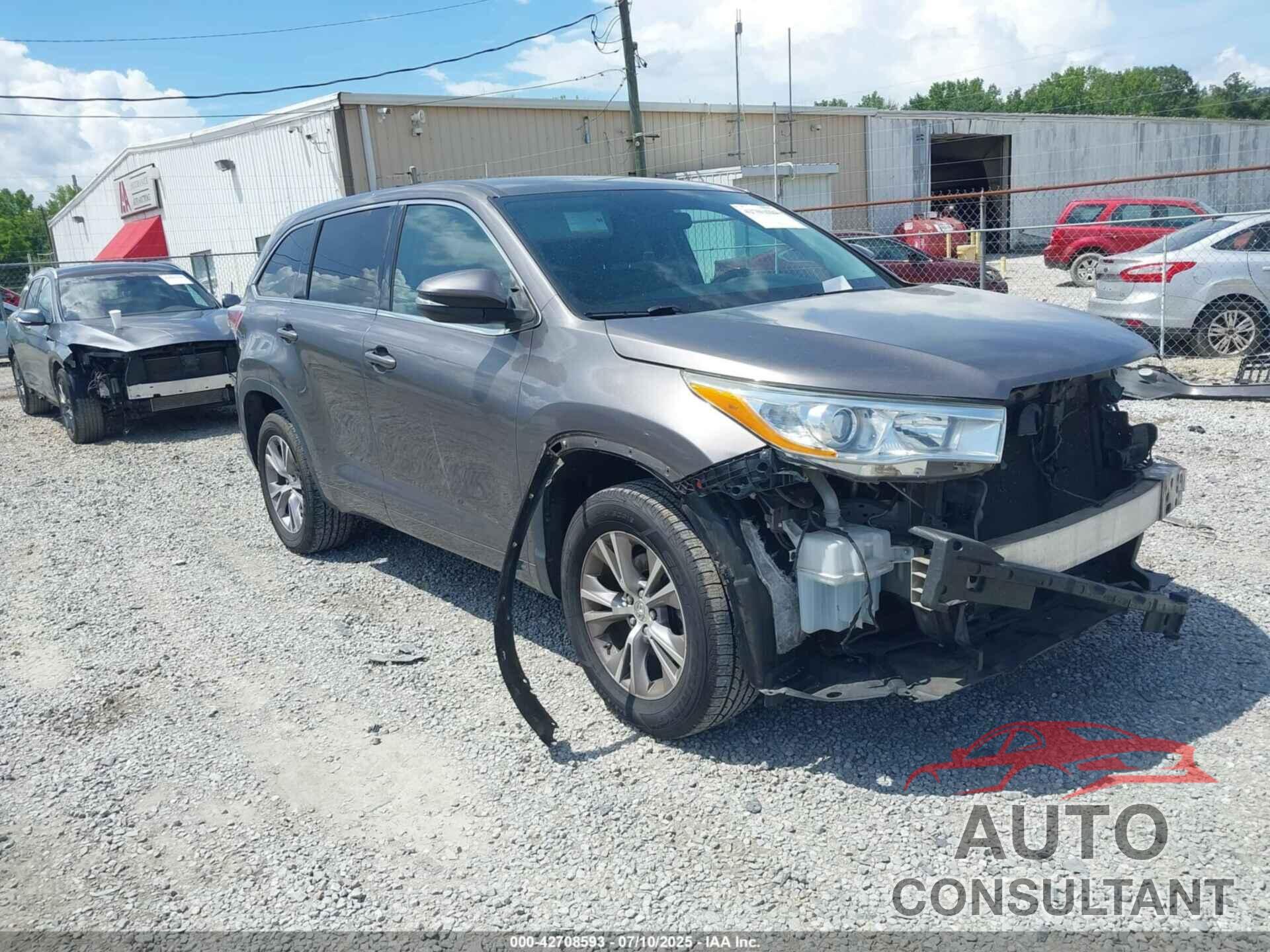 TOYOTA HIGHLANDER 2014 - 5TDZKRFH4ES012739